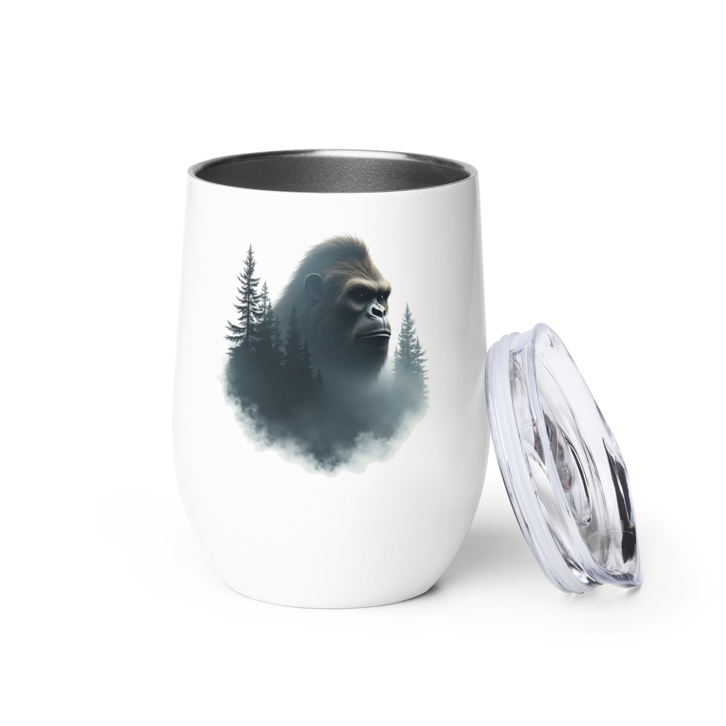 Bigfoot Watching Stainless Steel Wine Tumbler - Steel Tumbler - Discovery Co.