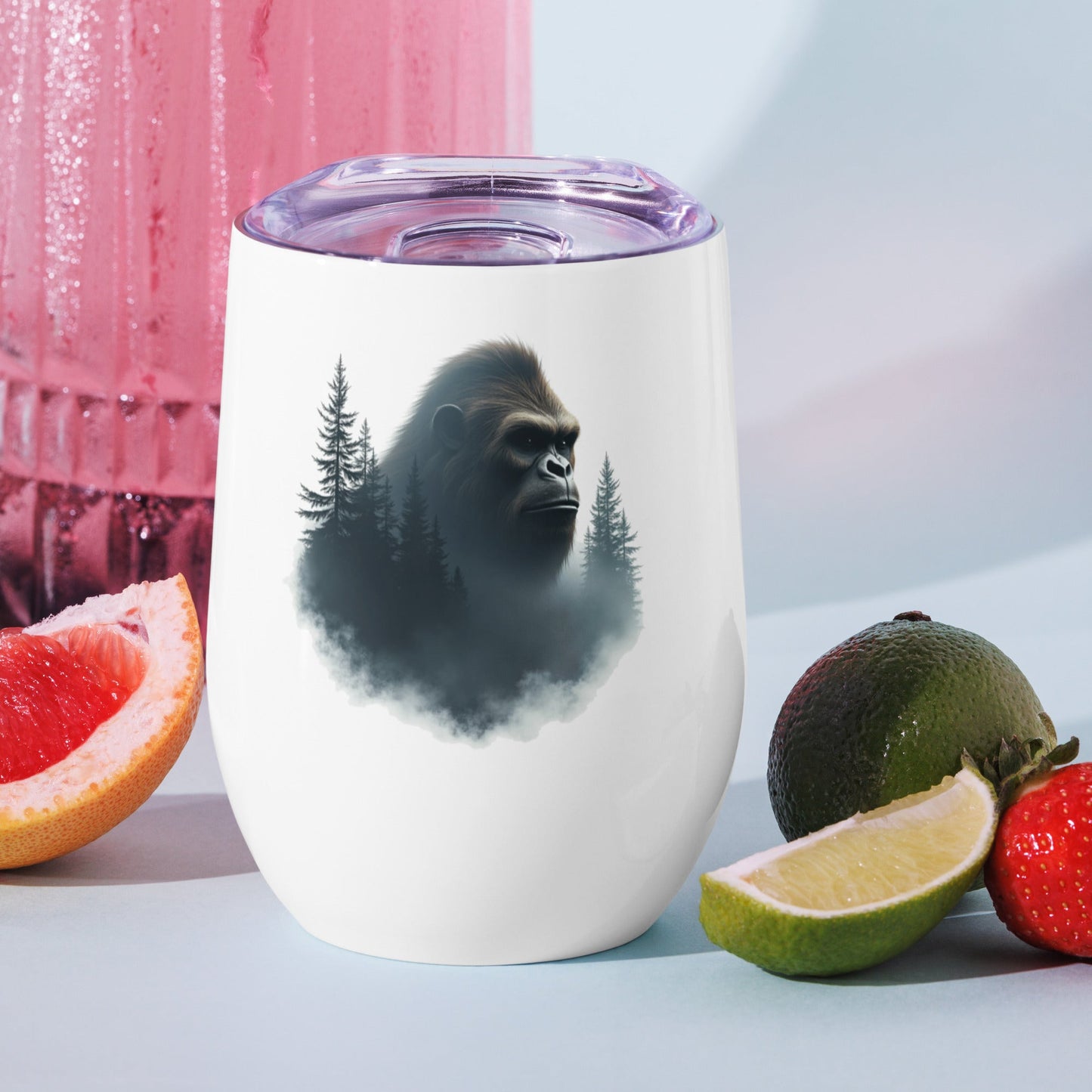 Bigfoot Watching Stainless Steel Wine Tumbler - Steel Tumbler - Discovery Co.