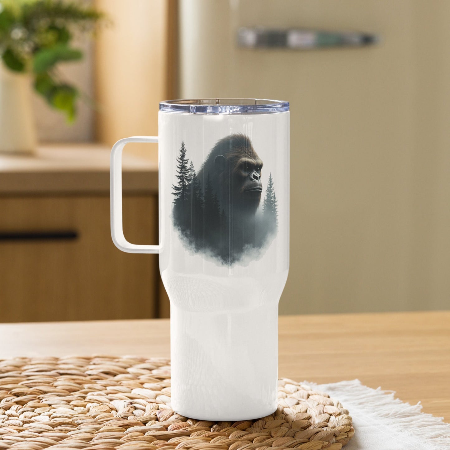 Bigfoot Watching Travel Mug With Handle (25 oz and 40 oz) - Travel Mug - Discovery Co.