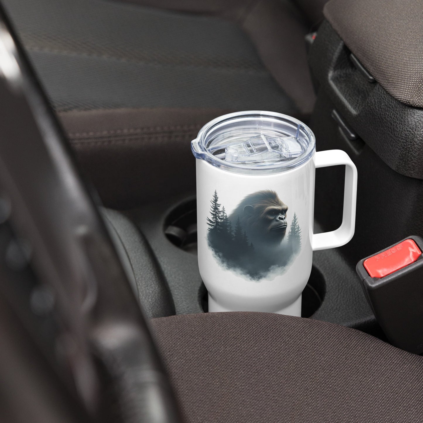 Bigfoot Watching Travel Mug With Handle (25 oz and 40 oz) - Travel Mug - Discovery Co.