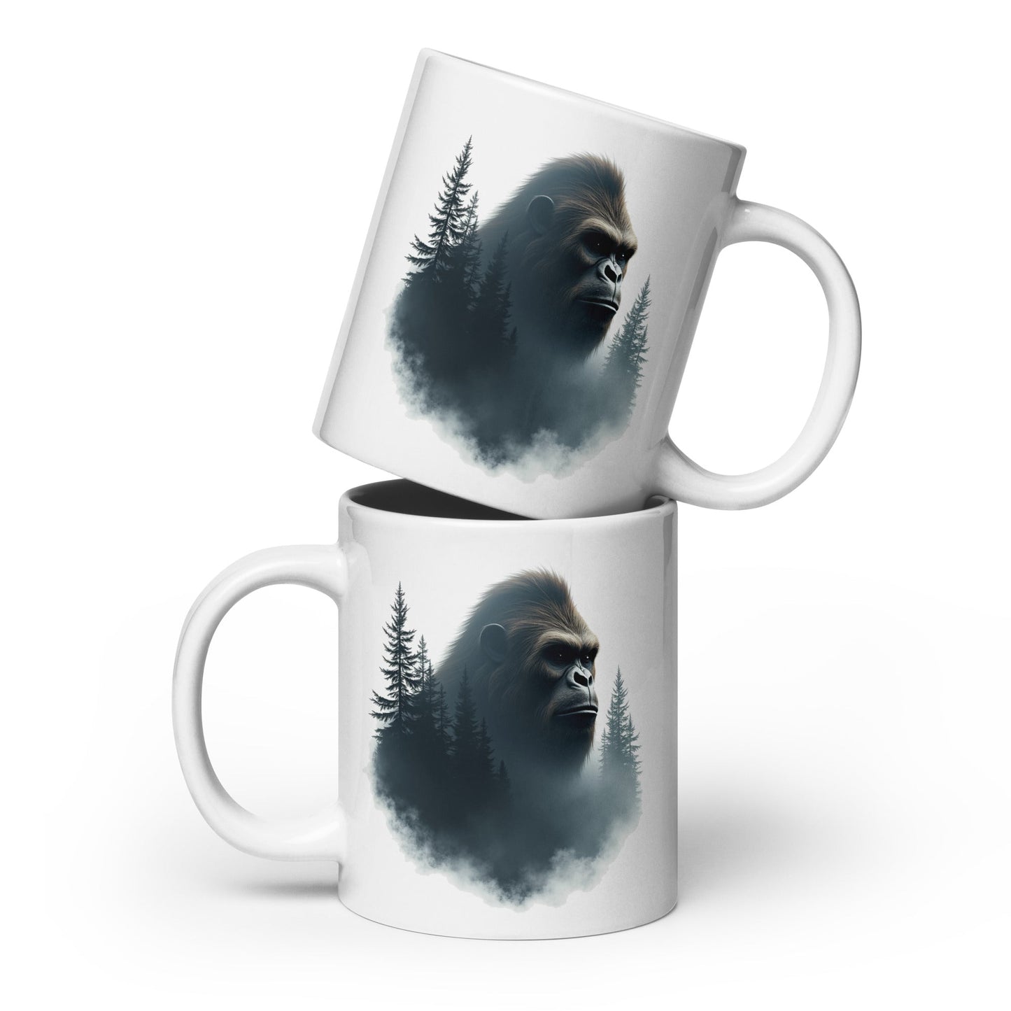 Bigfoot Watching White Glossy Mug (11 oz, 15 oz, 20 oz) - Mugs - Discovery Co.