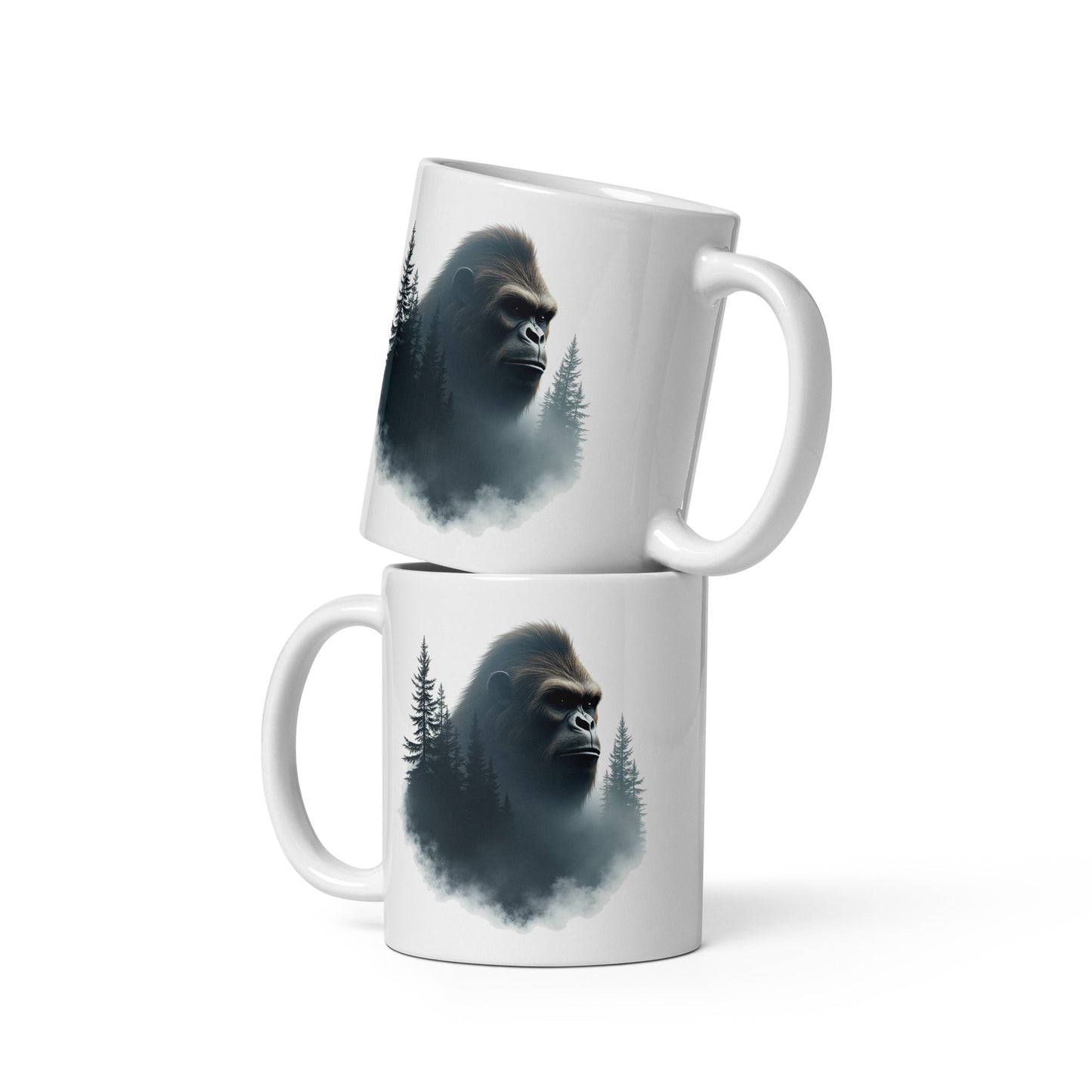 Bigfoot Watching White Glossy Mug (11 oz, 15 oz, 20 oz) - Mugs - Discovery Co.