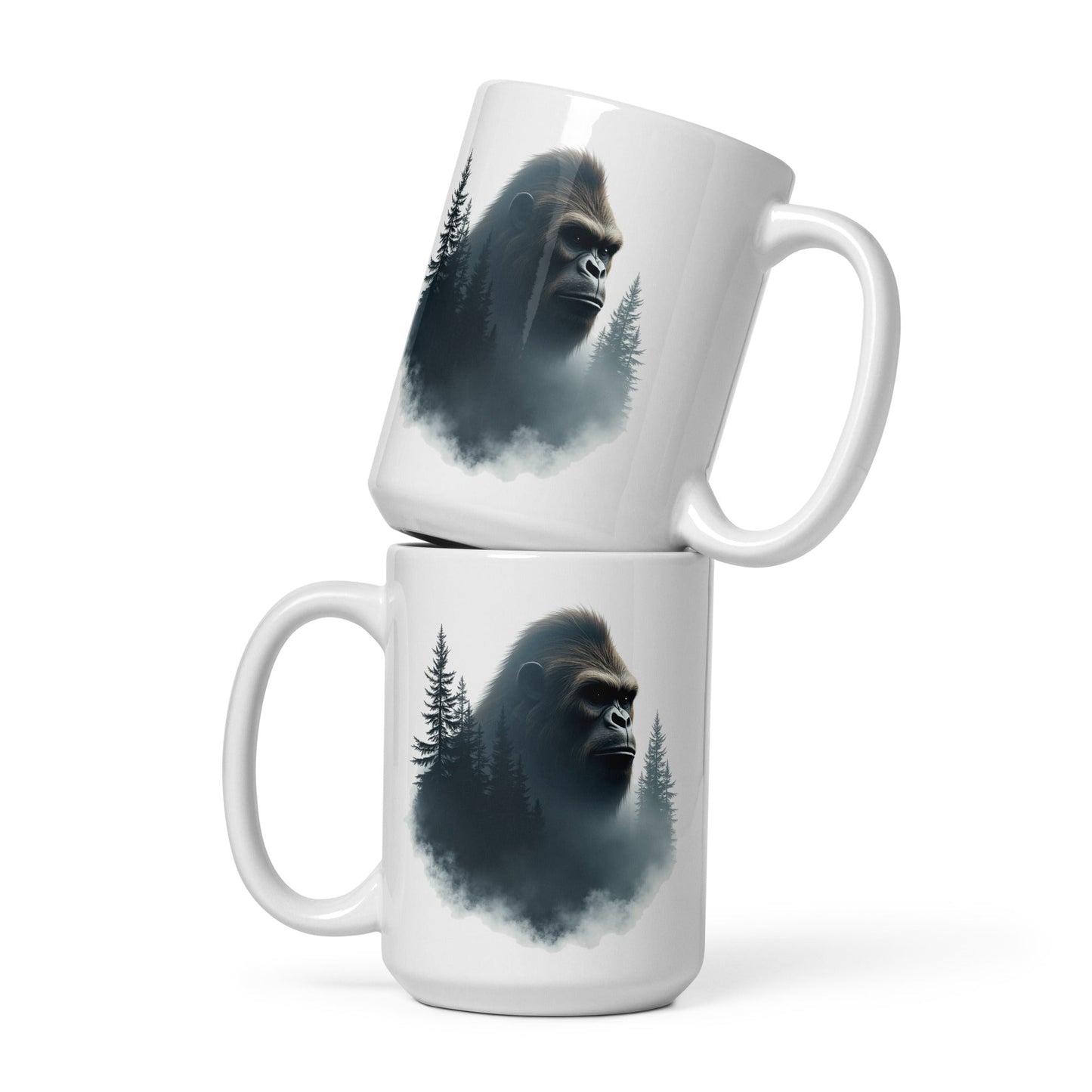 Bigfoot Watching White Glossy Mug (11 oz, 15 oz, 20 oz) - Mugs - Discovery Co.