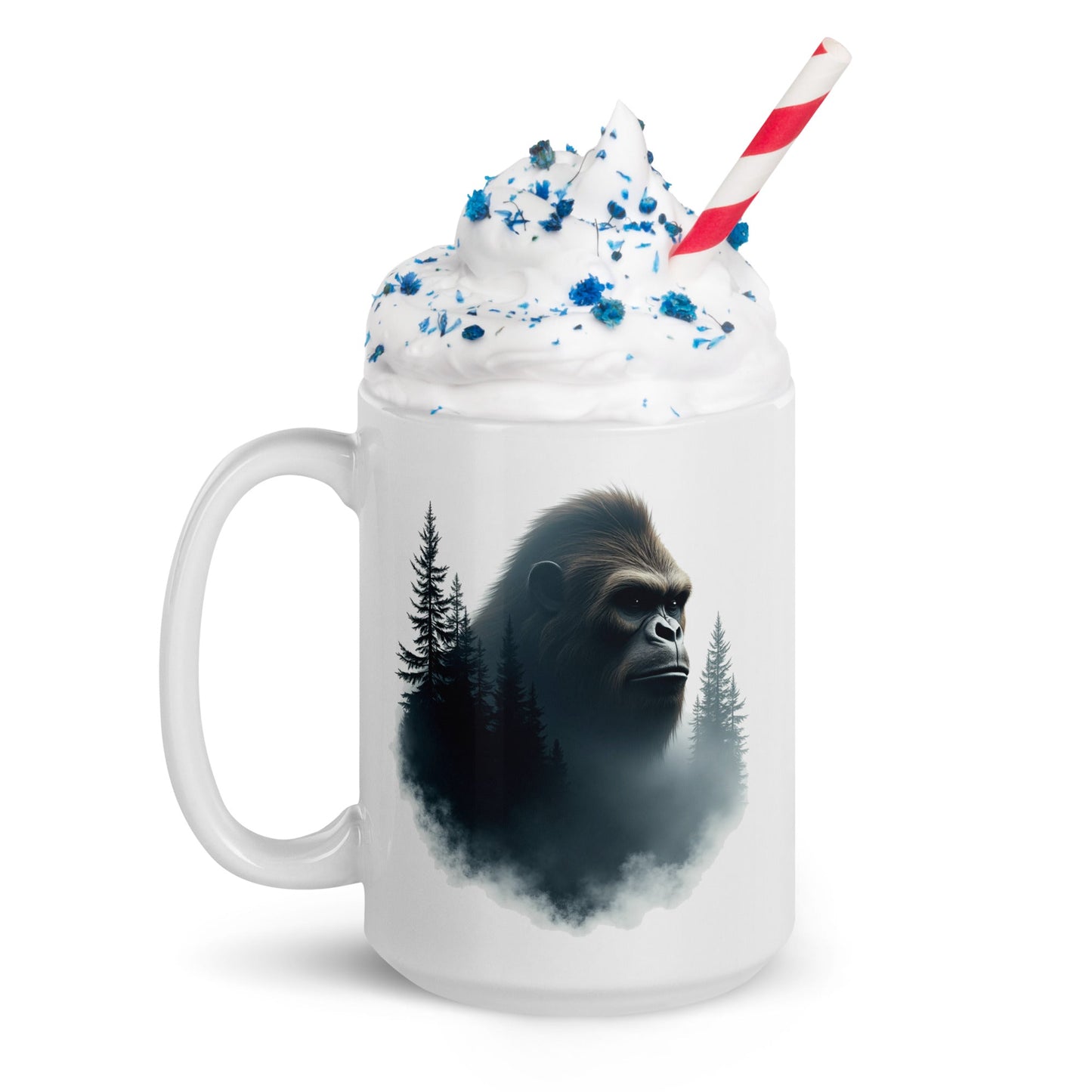 Bigfoot Watching White Glossy Mug (11 oz, 15 oz, 20 oz) - Mugs - Discovery Co.