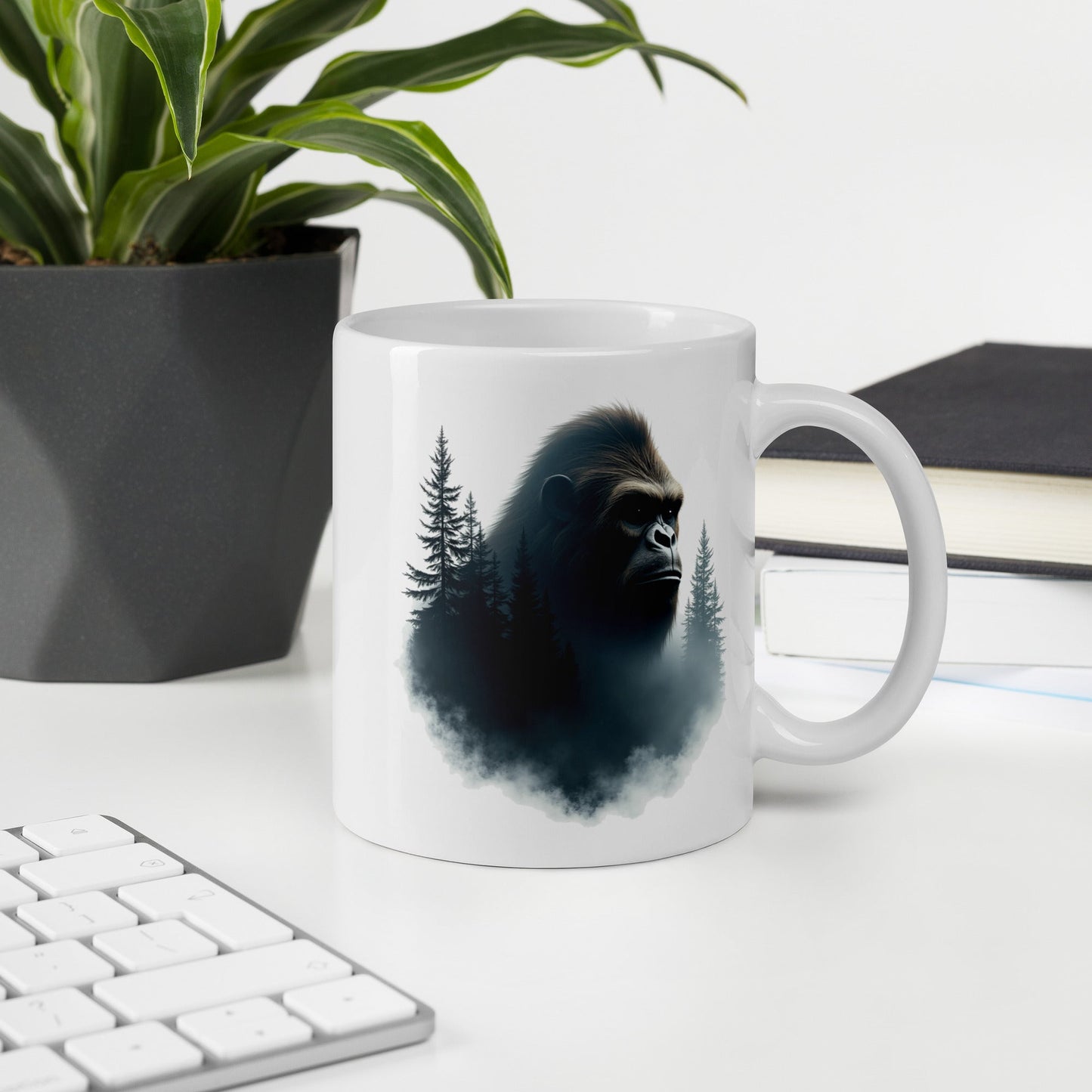 Bigfoot Watching White Glossy Mug (11 oz, 15 oz, 20 oz) - Mugs - Discovery Co.