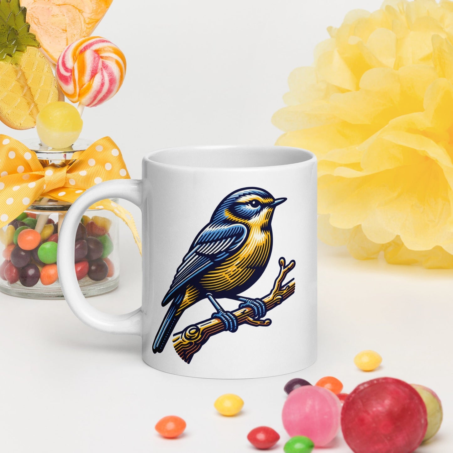 Bird III White Glossy Mug (11 oz, 15 oz, 20 oz) - Mugs - Discovery Co.