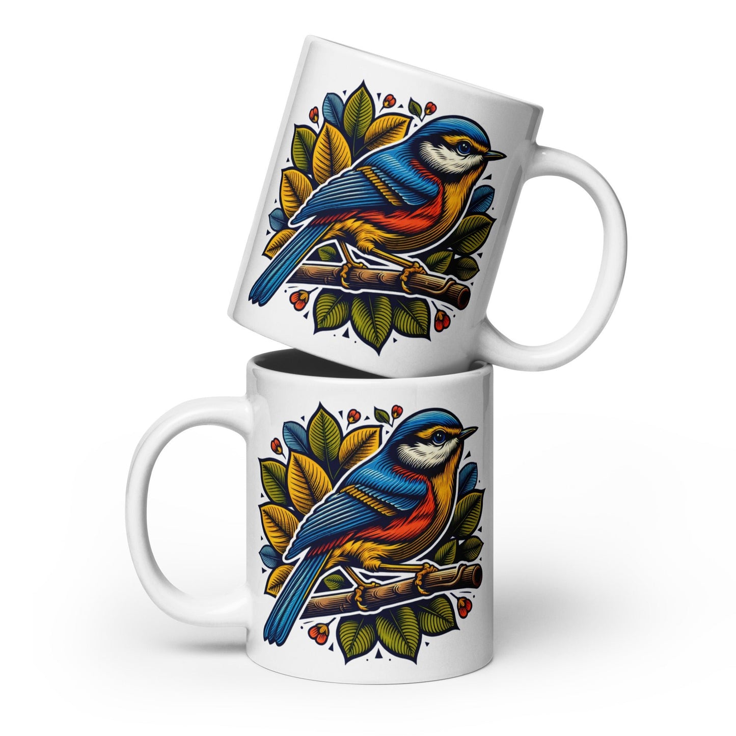 Bird IV White Glossy Mug (11 oz, 15 oz, 20 oz) - Mugs - Discovery Co.