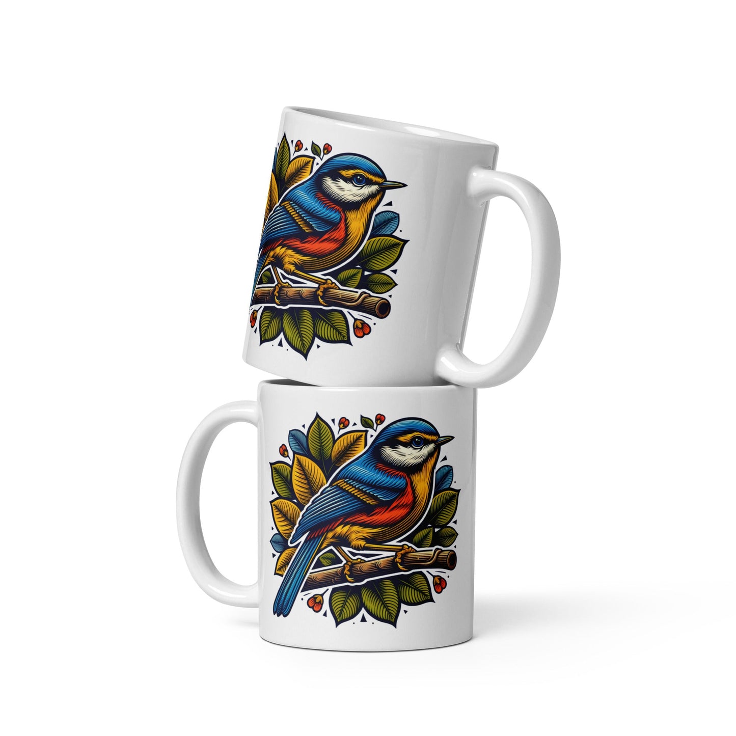 Bird IV White Glossy Mug (11 oz, 15 oz, 20 oz) - Mugs - Discovery Co.