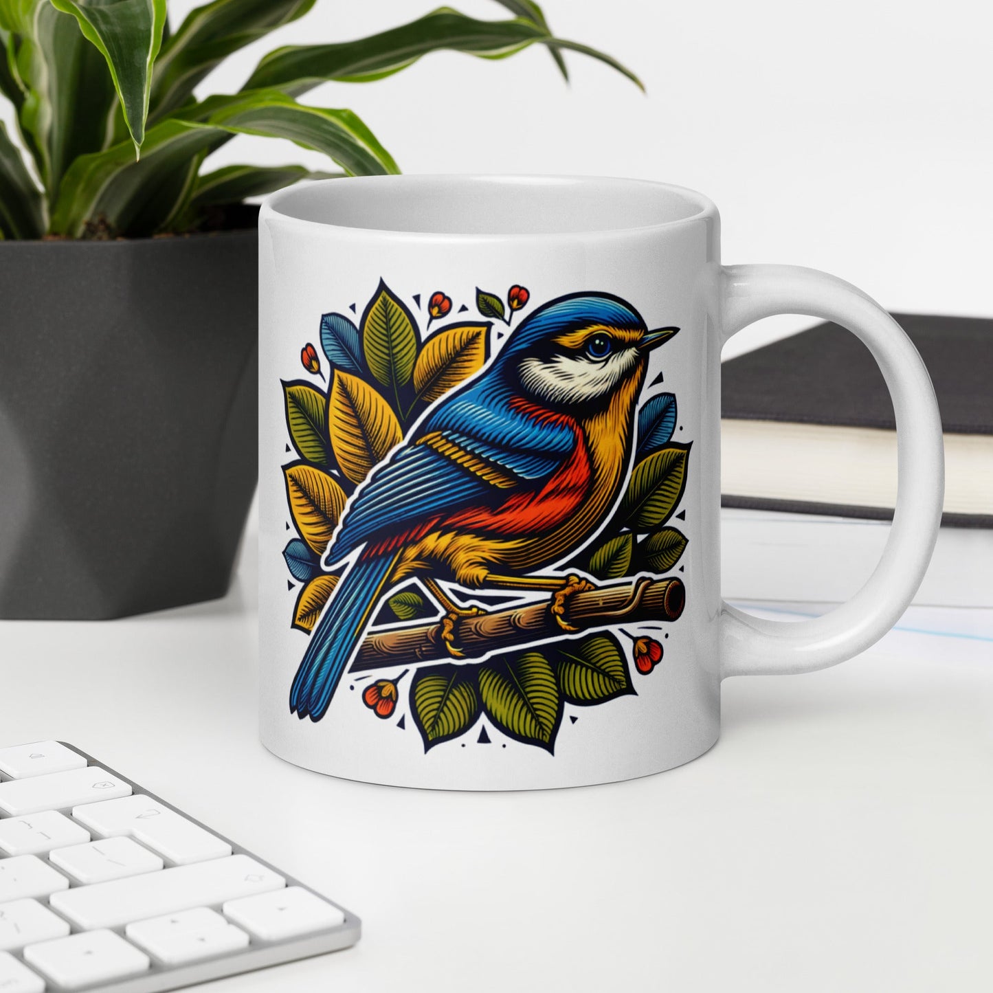 Bird IV White Glossy Mug (11 oz, 15 oz, 20 oz) - Mugs - Discovery Co.