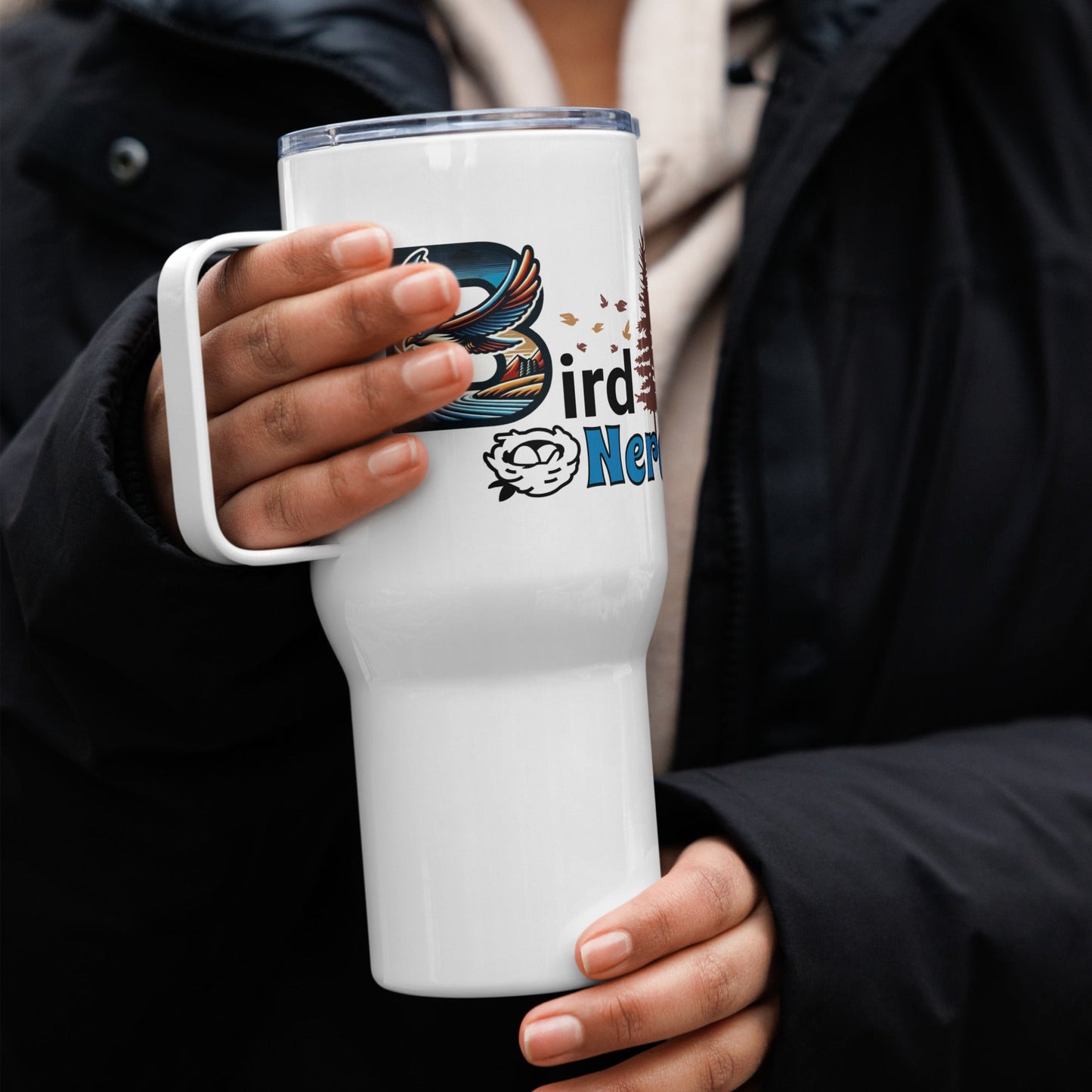 Bird Nerd II Travel Mug With Handle (25 oz and 40 oz) - Travel Mug - Discovery Co.