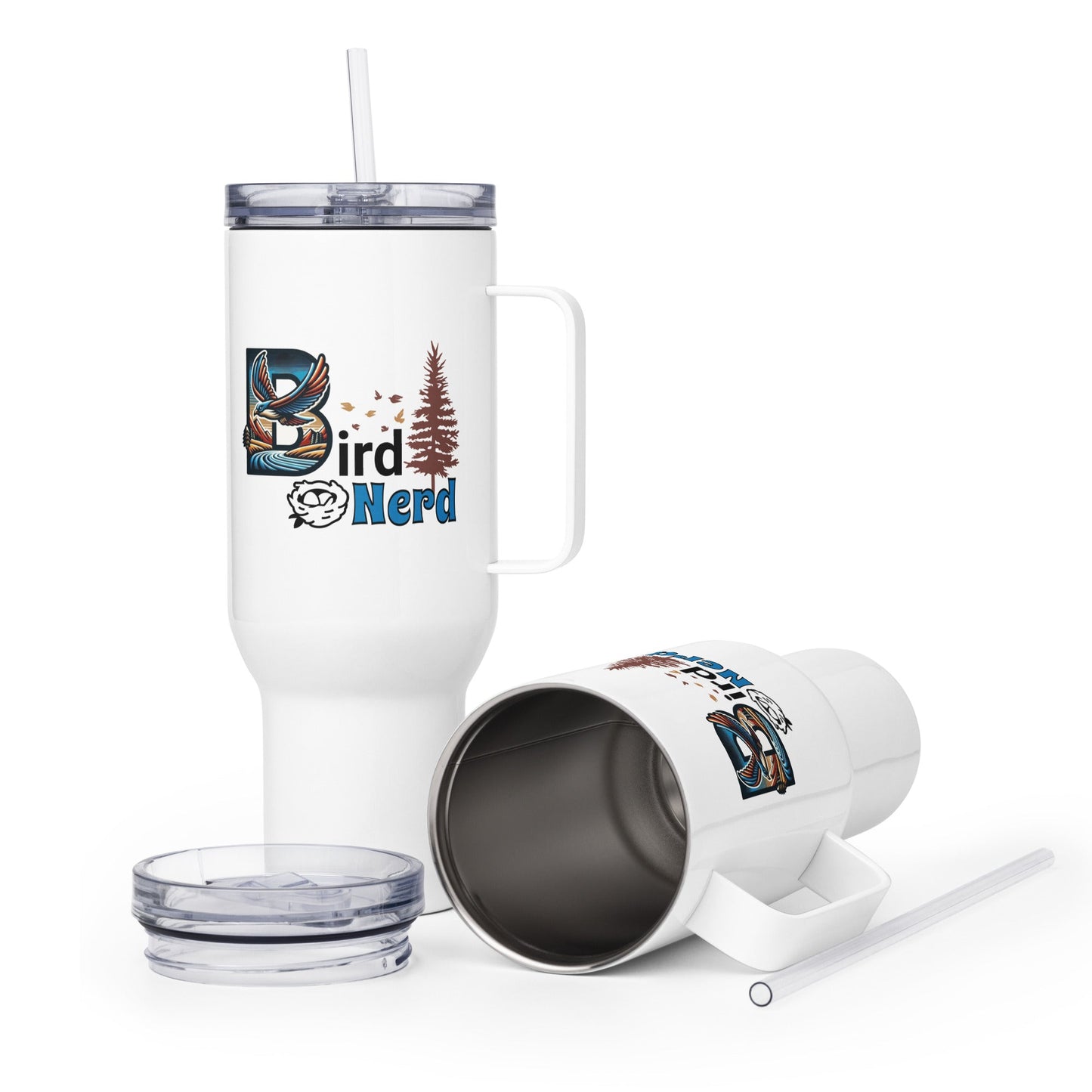 Bird Nerd II Travel Mug With Handle (25 oz and 40 oz) - Travel Mug - Discovery Co.