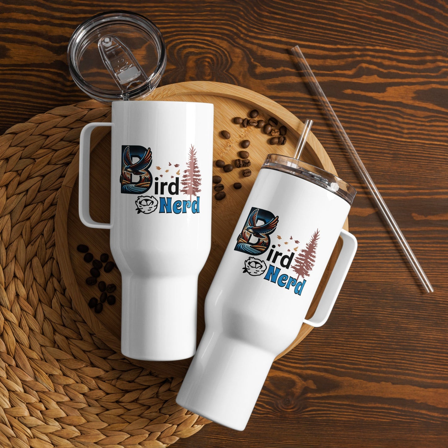Bird Nerd II Travel Mug With Handle (25 oz and 40 oz) - Travel Mug - Discovery Co.