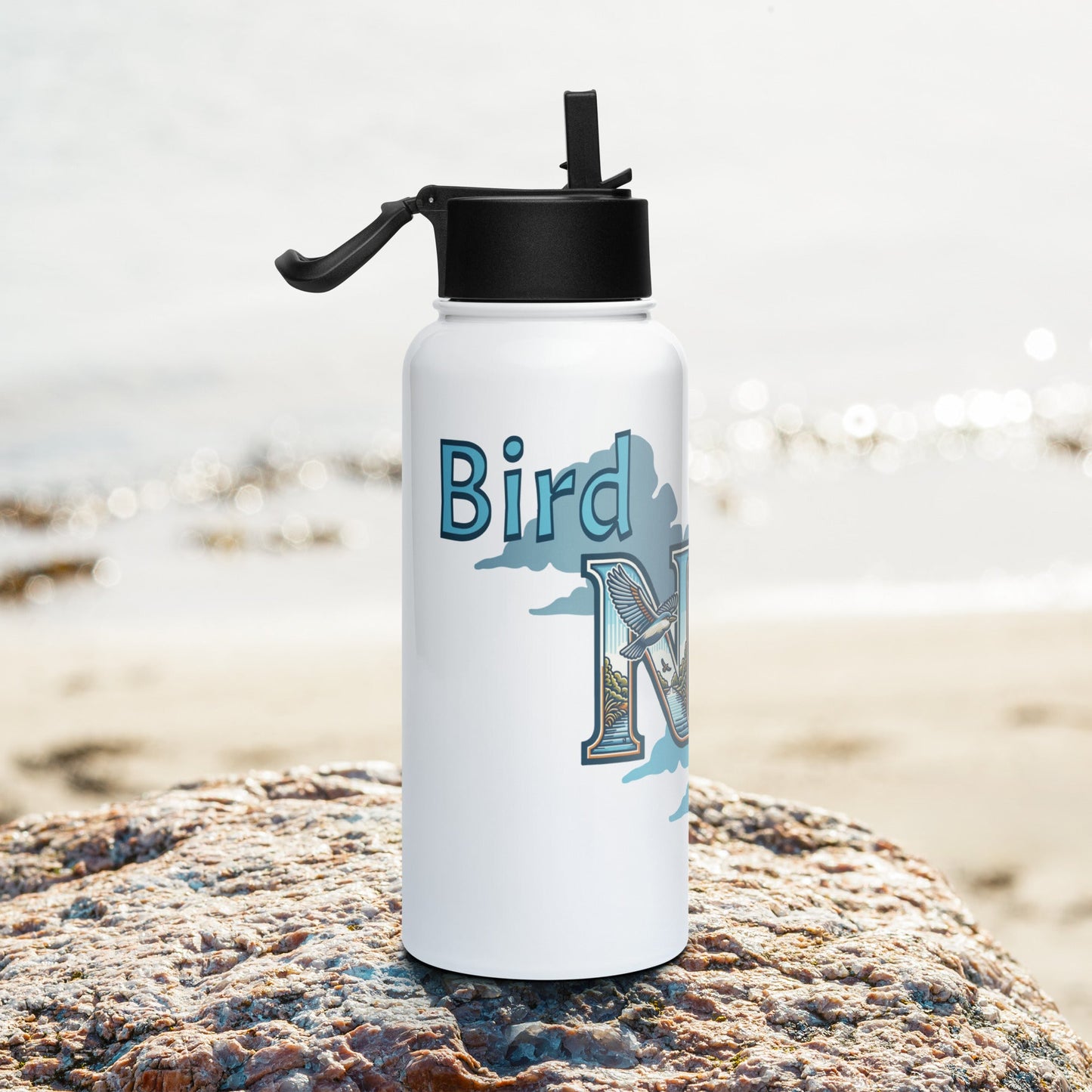 Bird Nerd Stainless Steel Water Bottle With Straw Lid - Stainless Steel Water Bottle With Straw Lid - Discovery Co.