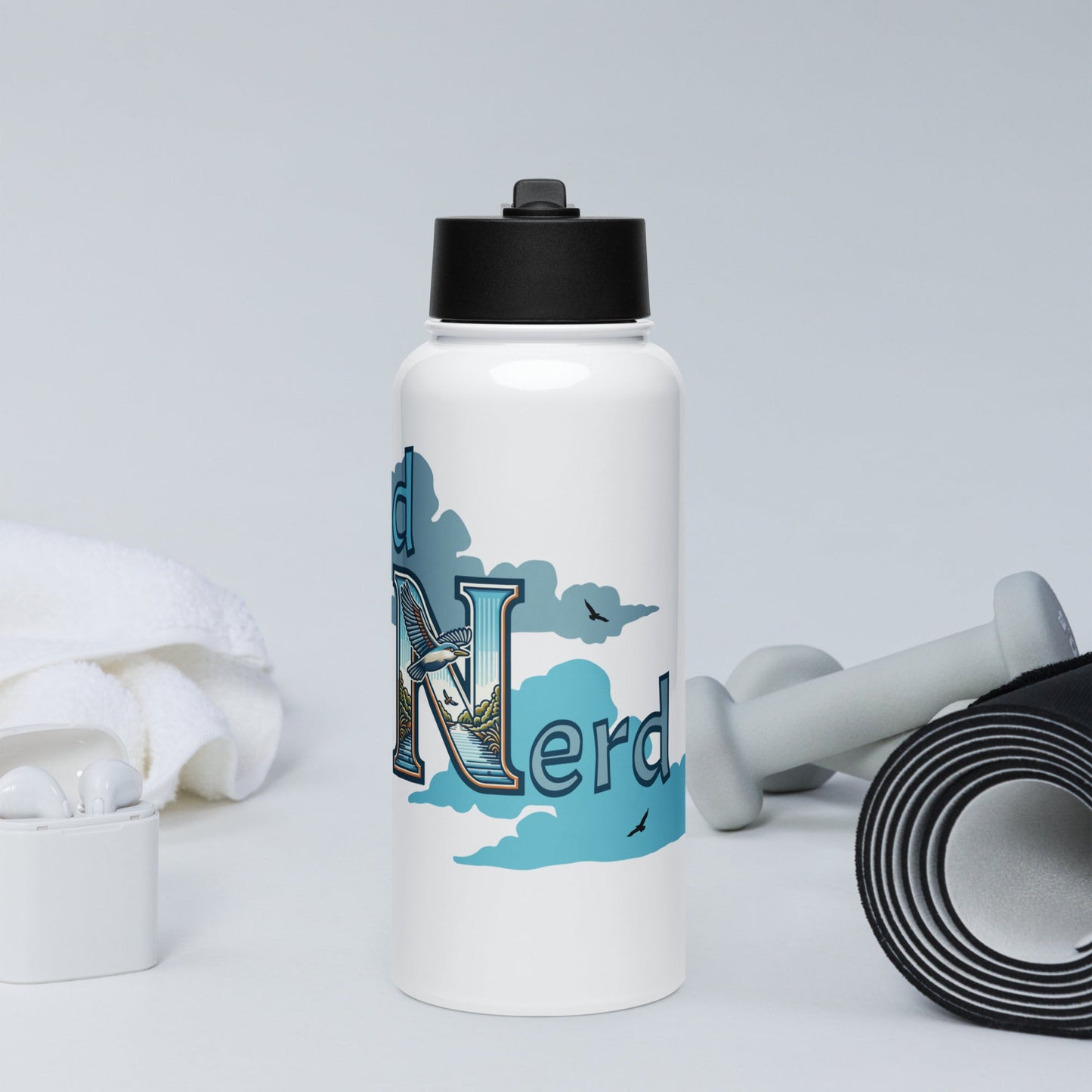 Bird Nerd Stainless Steel Water Bottle With Straw Lid - Stainless Steel Water Bottle With Straw Lid - Discovery Co.