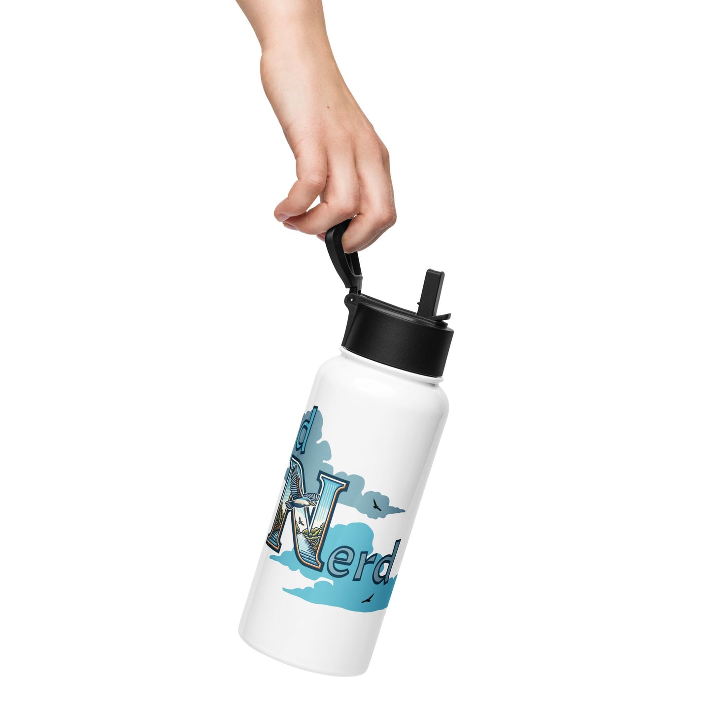 Bird Nerd Stainless Steel Water Bottle With Straw Lid - Stainless Steel Water Bottle With Straw Lid - Discovery Co.