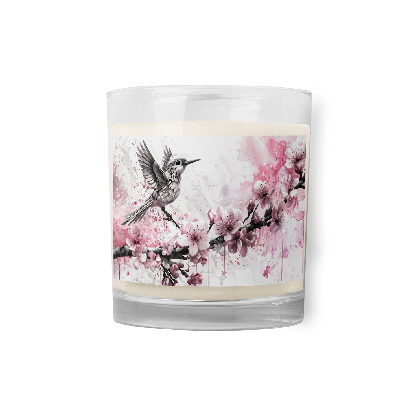 Bird On Cherry Blossom Branch Glass Jar Soy Wax Candle - Candles - Discovery Co.