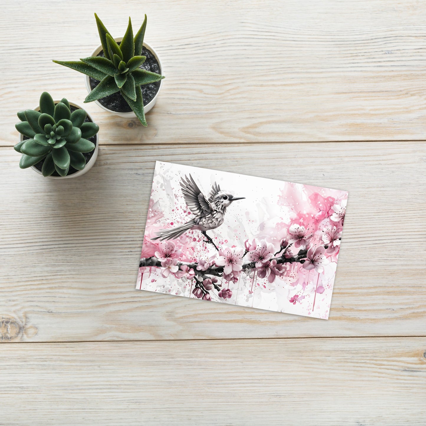 Bird On Cherry Blossom Branch Greeting Card - Greeting Card - Discovery Co.