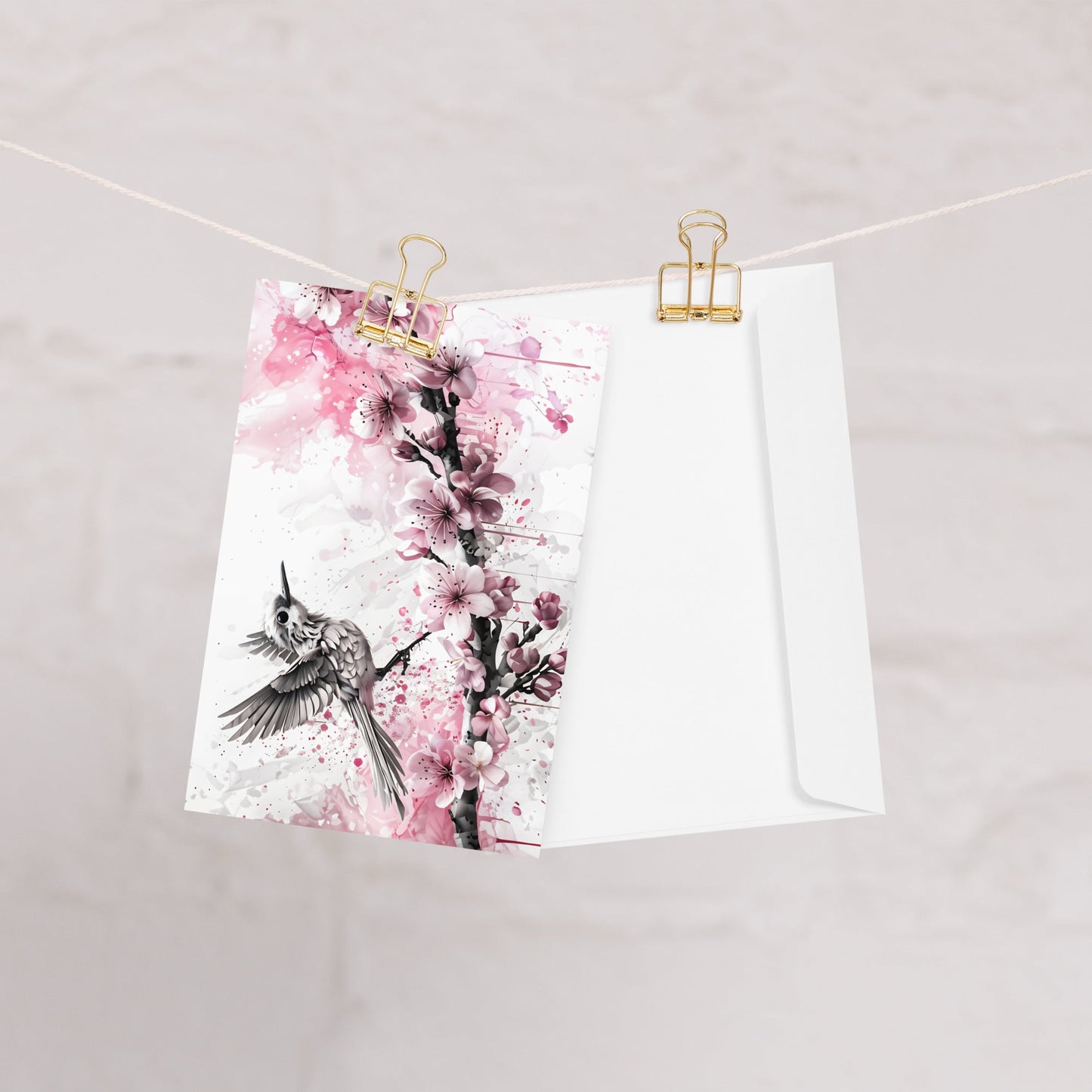 Bird On Cherry Blossom Branch Greeting Card - Greeting Card - Discovery Co.