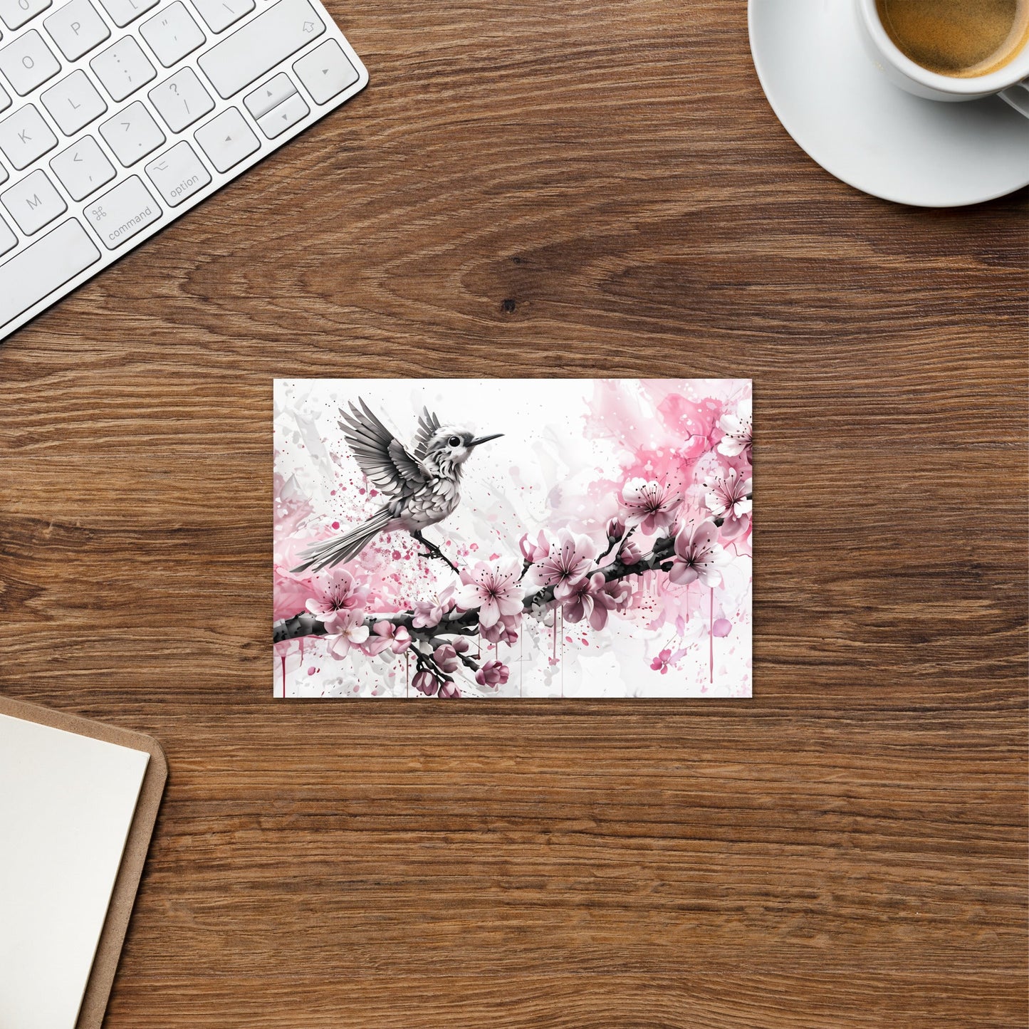 Bird On Cherry Blossom Branch Greeting Card - Greeting Card - Discovery Co.