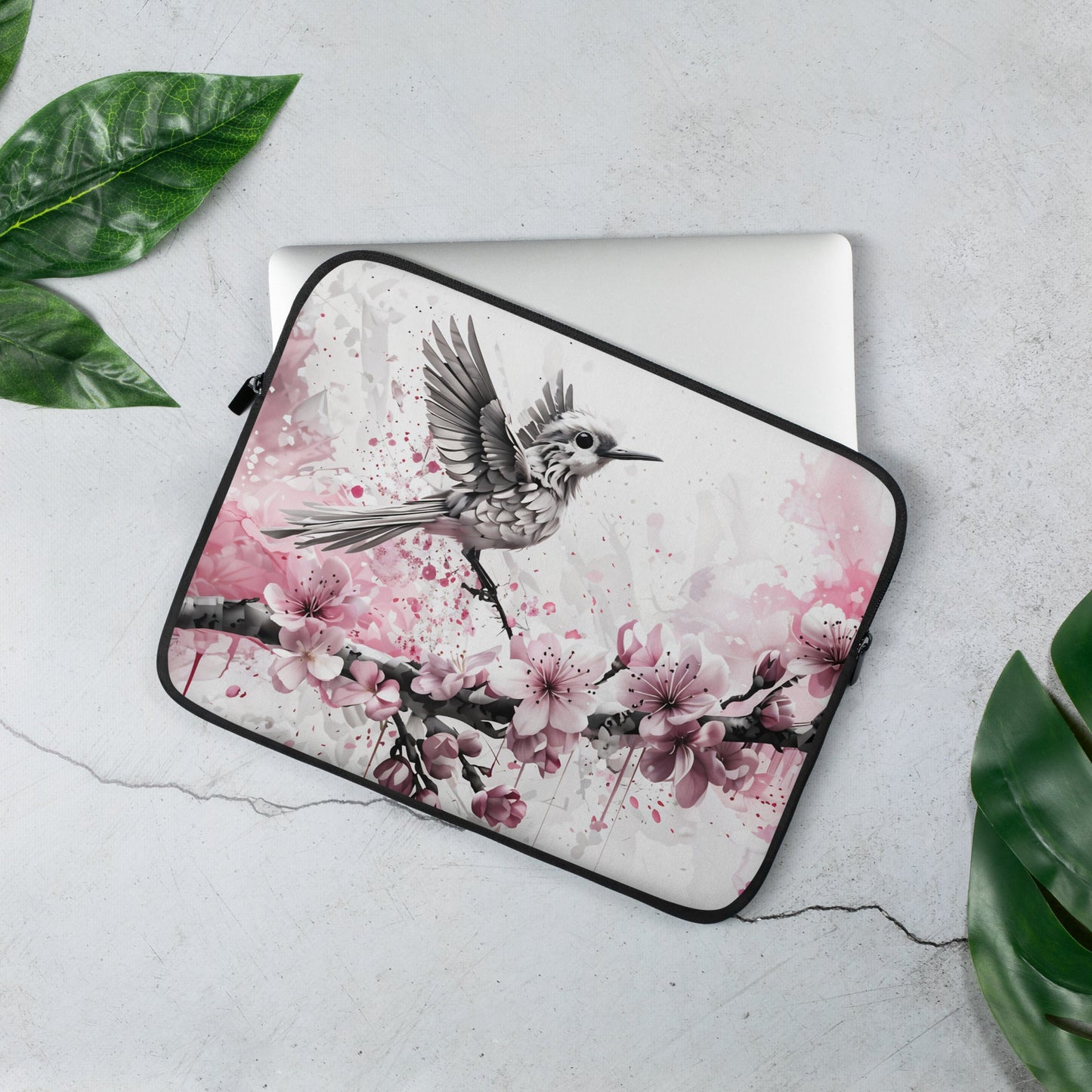 Bird On Cherry Blossom Branch Laptop Sleeve - Laptop Cases - Discovery Co.