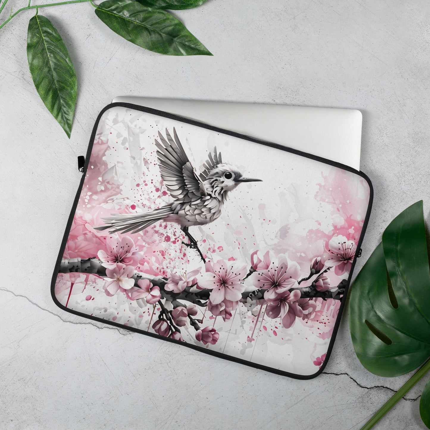 Bird On Cherry Blossom Branch Laptop Sleeve - Laptop Cases - Discovery Co.