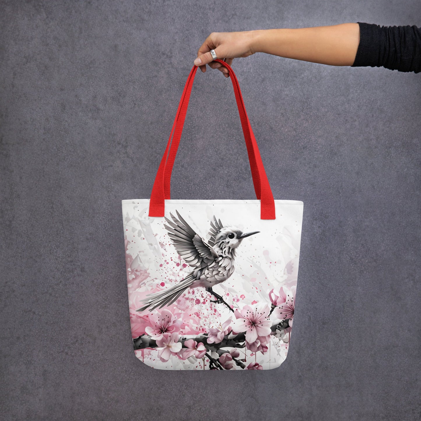 Bird On Cherry Blossom Branch Tote Bag - Tote Bags - Discovery Co.
