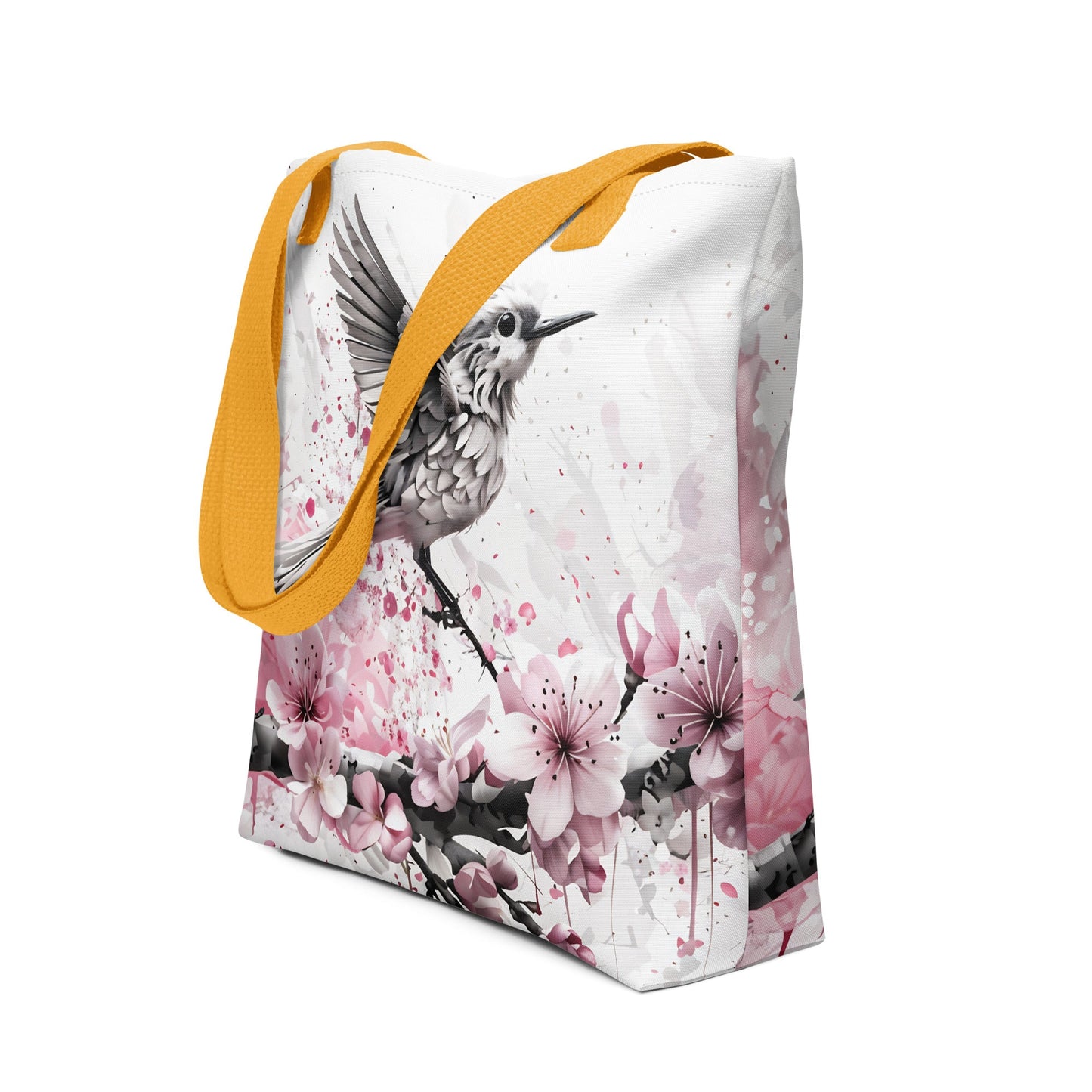 Bird On Cherry Blossom Branch Tote Bag - Tote Bags - Discovery Co.