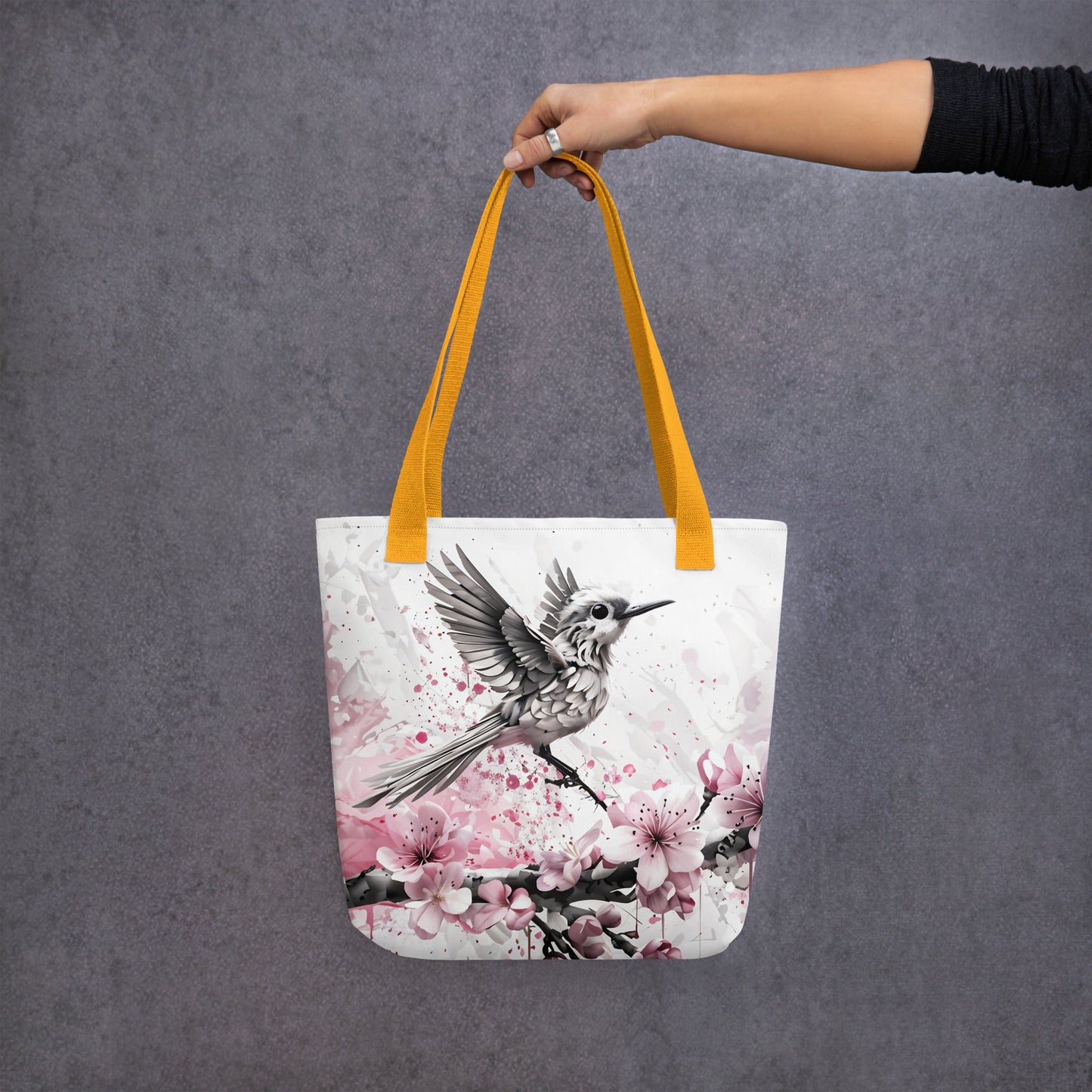 Bird On Cherry Blossom Branch Tote Bag - Tote Bags - Discovery Co.