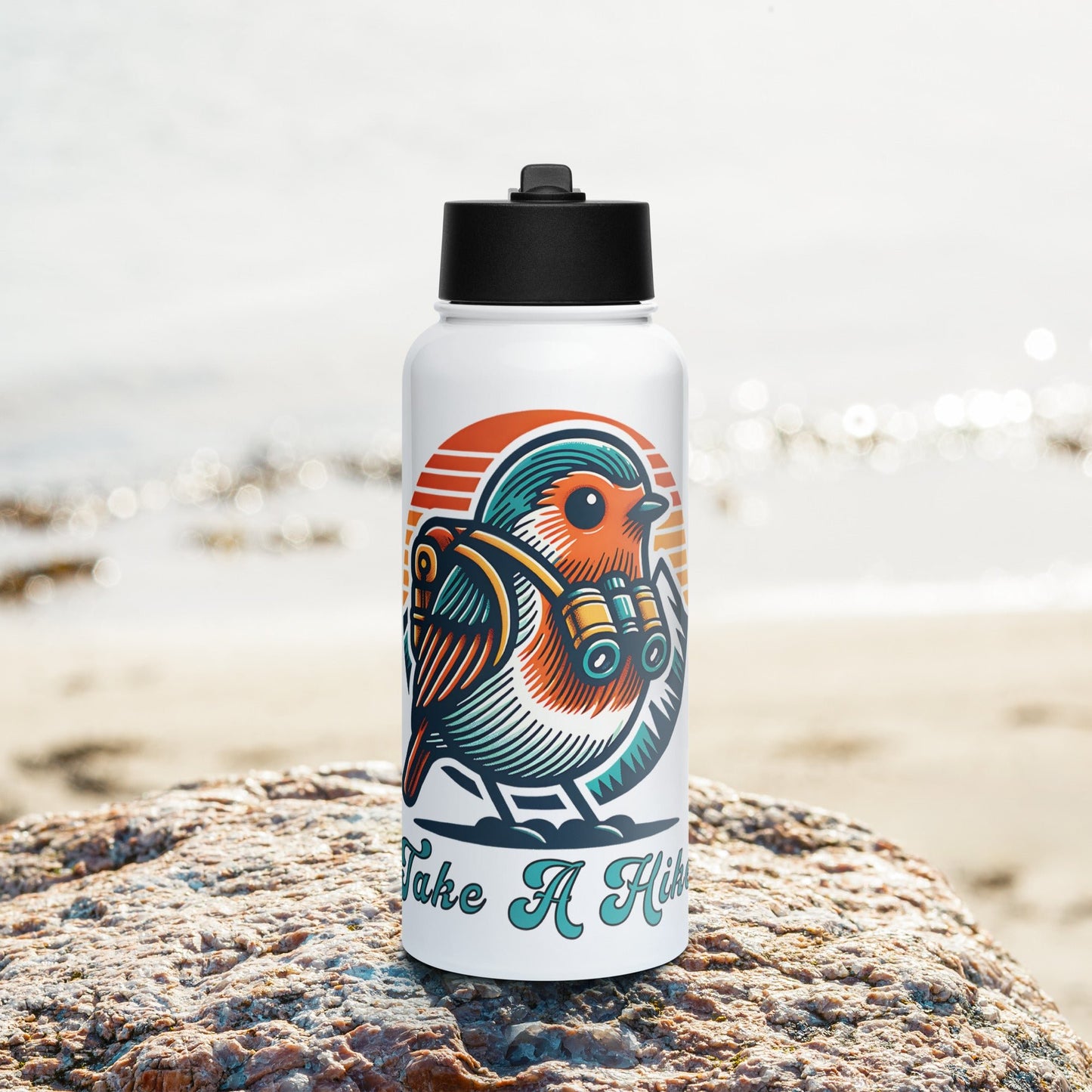 Bird Take A Hike Stainless Steel Water Bottle With Straw Lid - Stainless Steel Water Bottle With Straw Lid - Discovery Co.