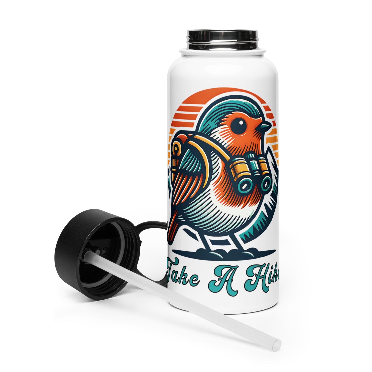 Bird Take A Hike Stainless Steel Water Bottle With Straw Lid - Stainless Steel Water Bottle With Straw Lid - Discovery Co.