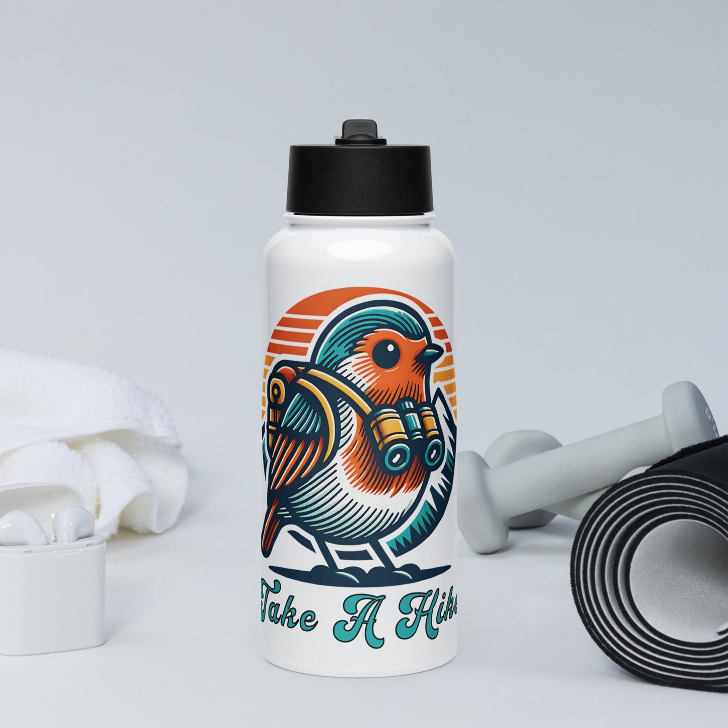 Bird Take A Hike Stainless Steel Water Bottle With Straw Lid - Stainless Steel Water Bottle With Straw Lid - Discovery Co.