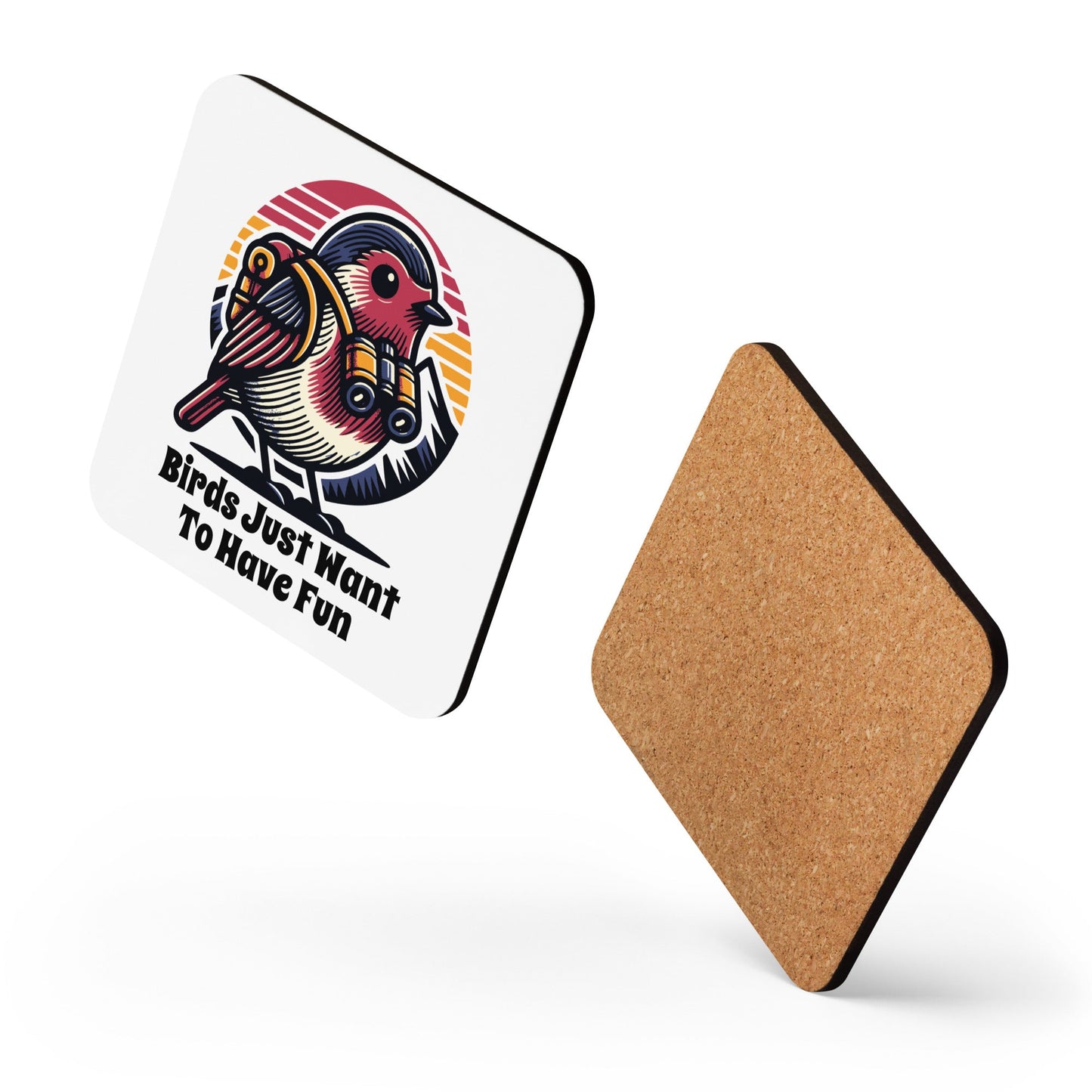 Birds Just Want To Have Fun Cork - Back Coaster - Coasters - Discovery Co.