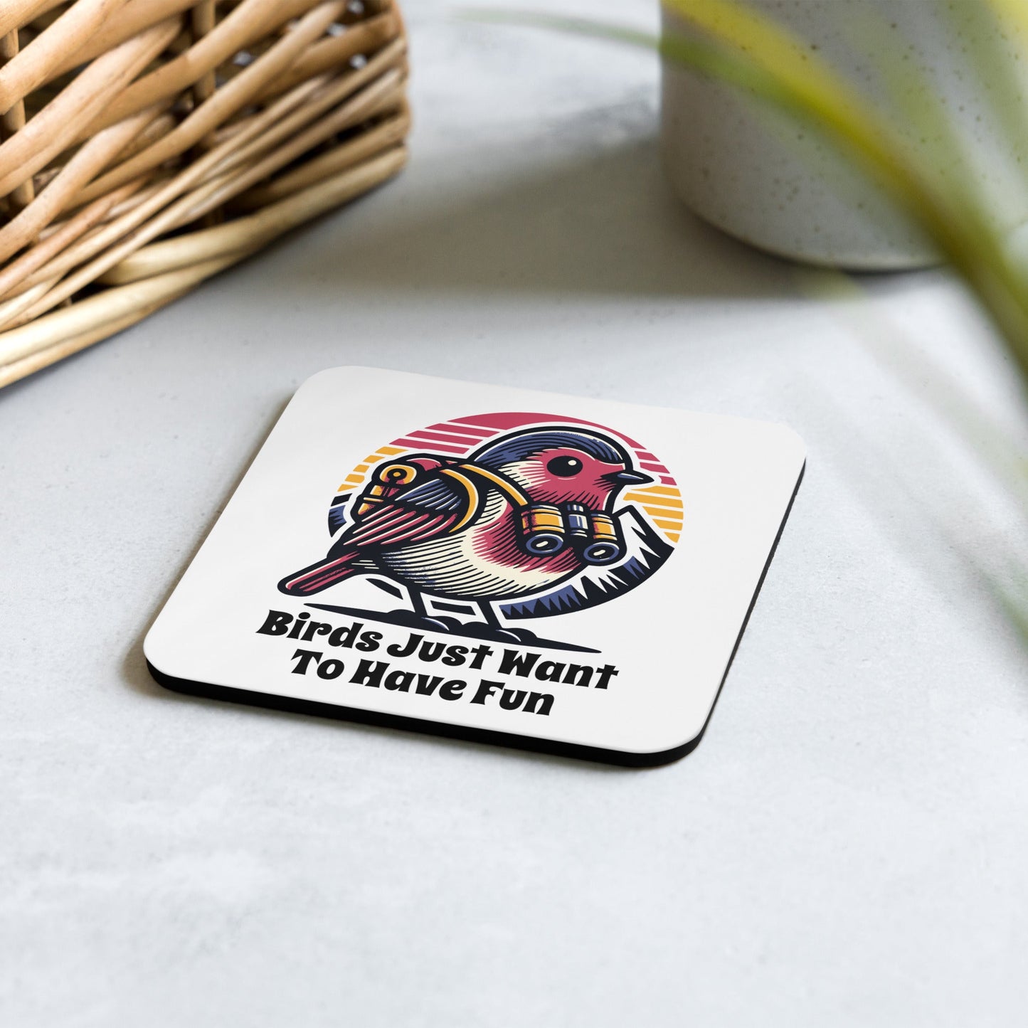 Birds Just Want To Have Fun Cork - Back Coaster - Coasters - Discovery Co.