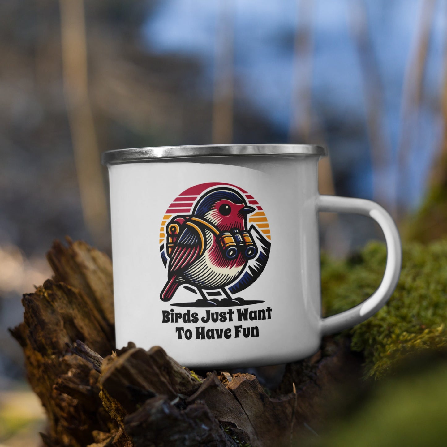 Birds Just Want To Have Fun Enamel Mug - Mugs - Discovery Co.