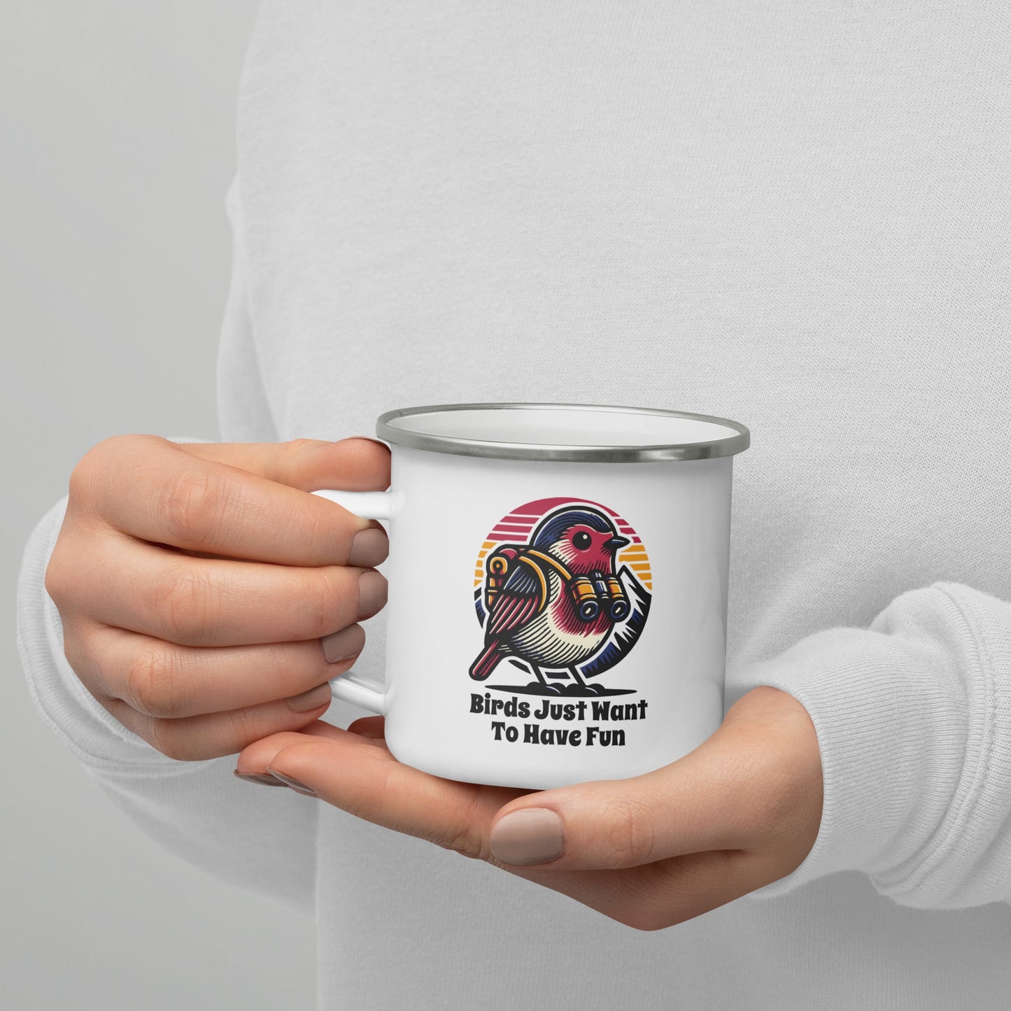 Birds Just Want To Have Fun Enamel Mug - Mugs - Discovery Co.