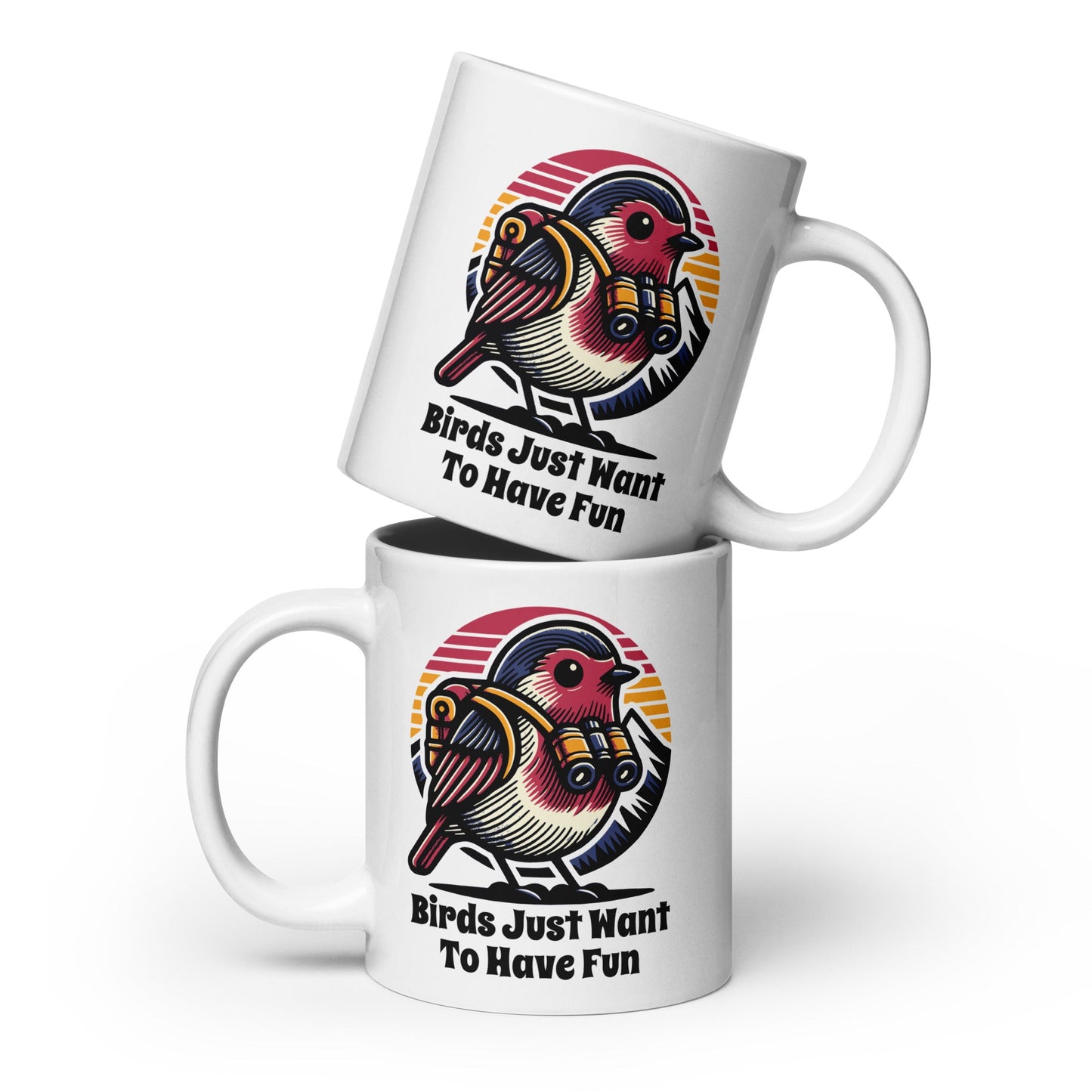 Birds Just Want To Have Fun White Glossy Mug - Mugs - Discovery Co.