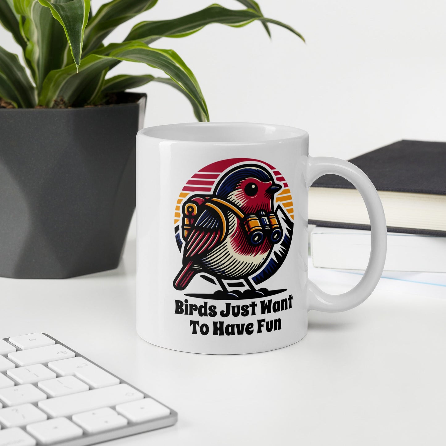 Birds Just Want To Have Fun White Glossy Mug - Mugs - Discovery Co.