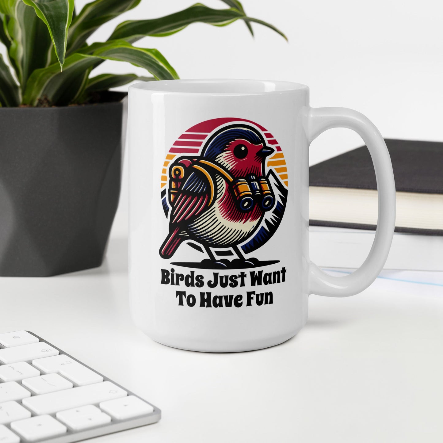 Birds Just Want To Have Fun White Glossy Mug - Mugs - Discovery Co.