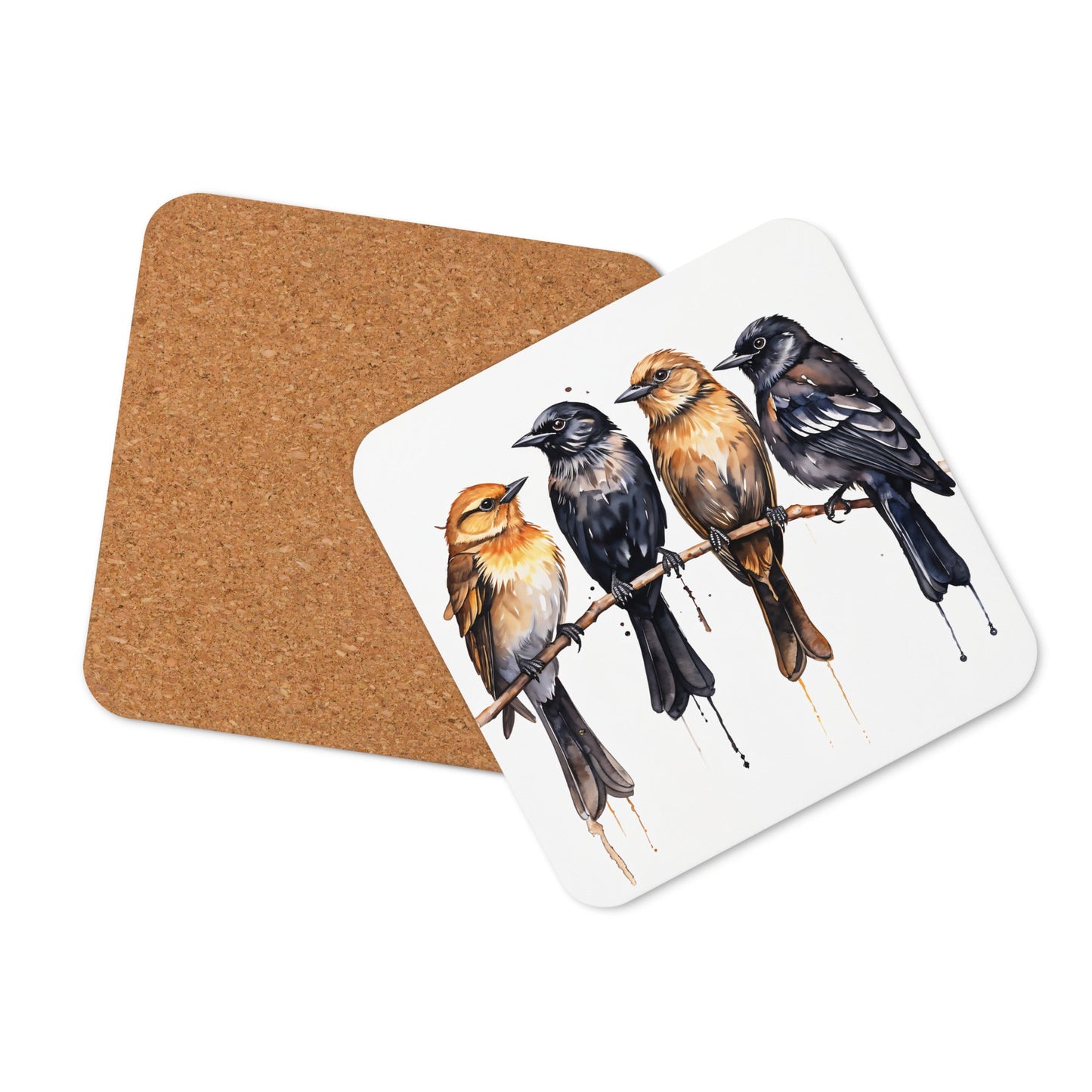Birds Watercolor Art Cork-back Coaster - Coasters - Discovery Co.