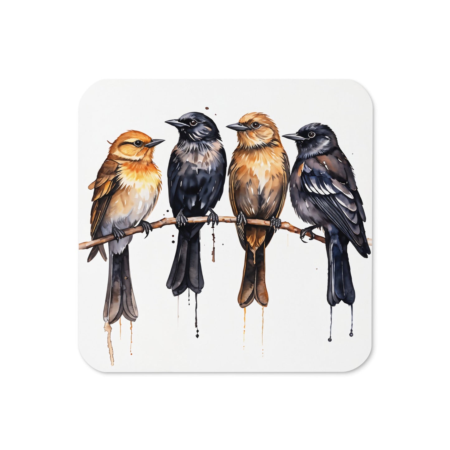 Birds Watercolor Art Cork-back Coaster - Coasters - Discovery Co.
