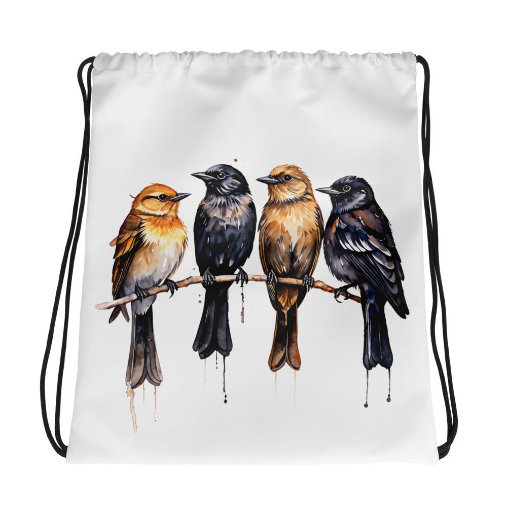 Birds Watercolor Art Drawstring Bag - Drawstring Bag - Discovery Co.