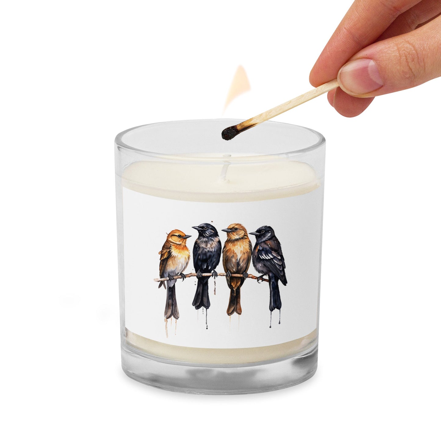 Birds Watercolor Art Glass Jar Soy Wax Candle - Candles - Discovery Co.