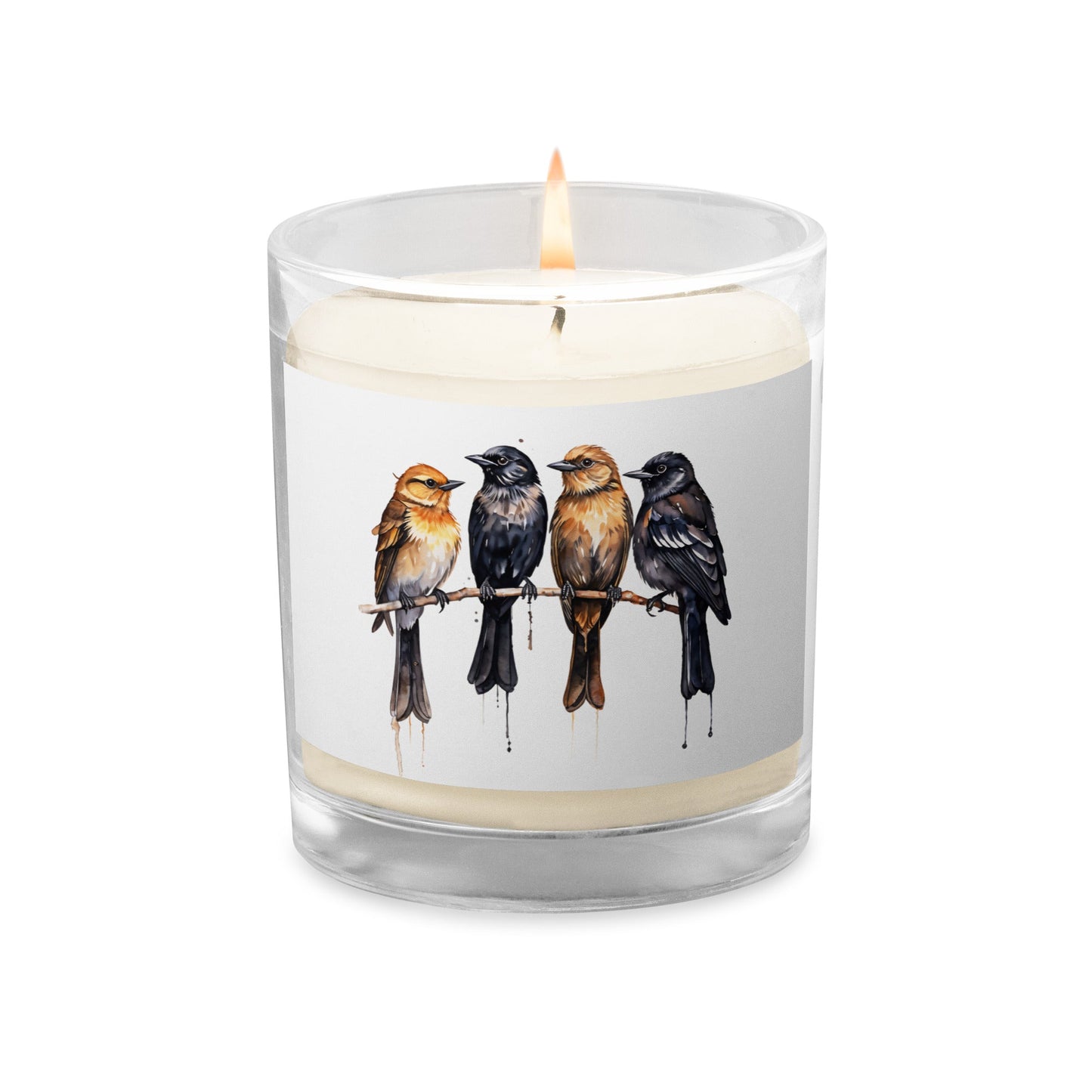Birds Watercolor Art Glass Jar Soy Wax Candle - Candles - Discovery Co.