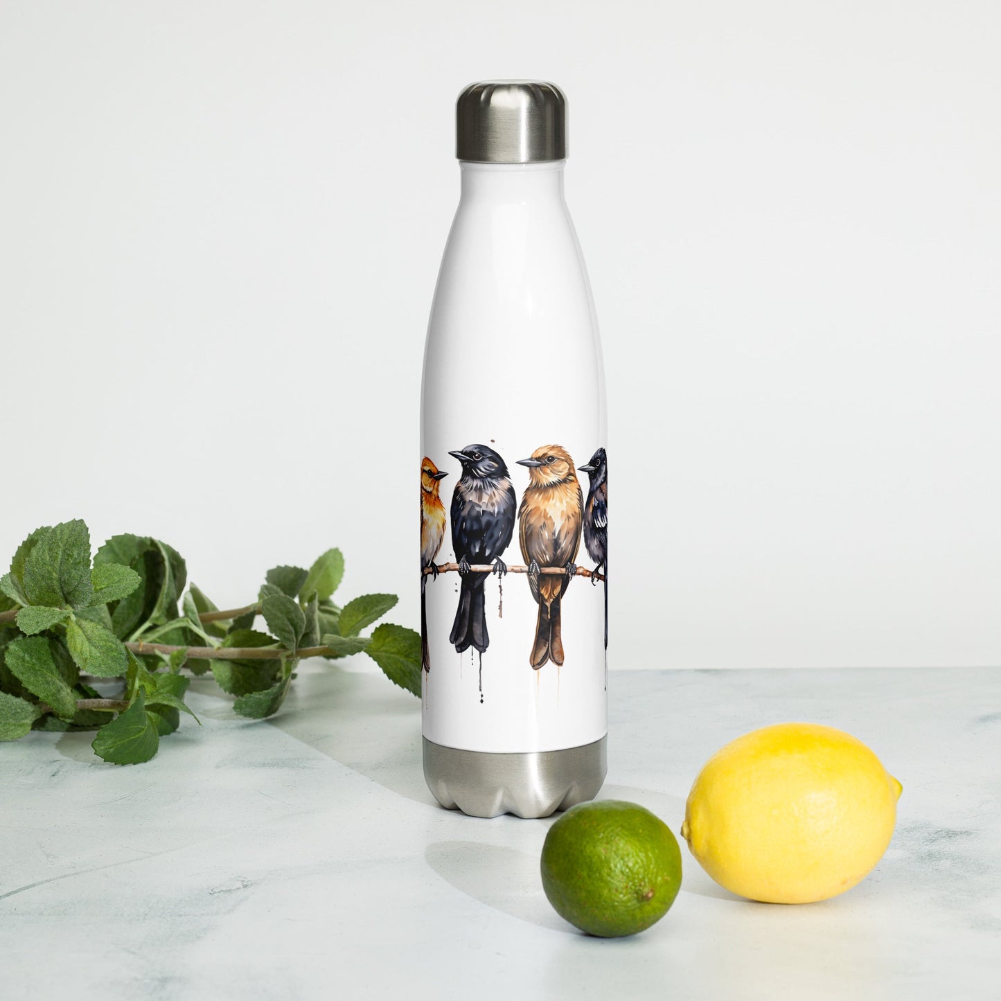 Birds Watercolor Art Stainless Steel Water Bottle - Stainless Steel Water Bottle - Discovery Co.