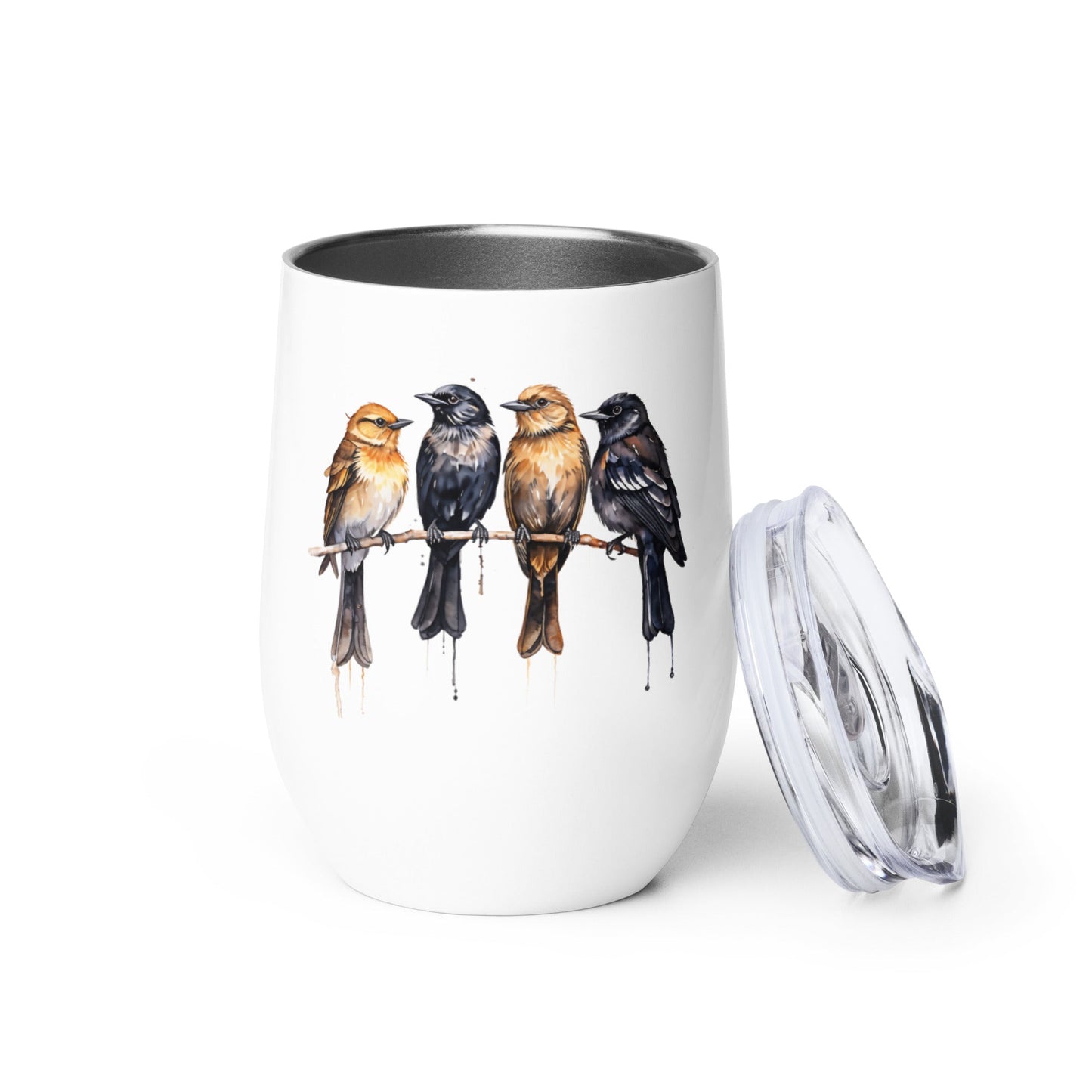Birds Watercolor Art Stainless Steel Wine Tumbler - Tumblers - Discovery Co.