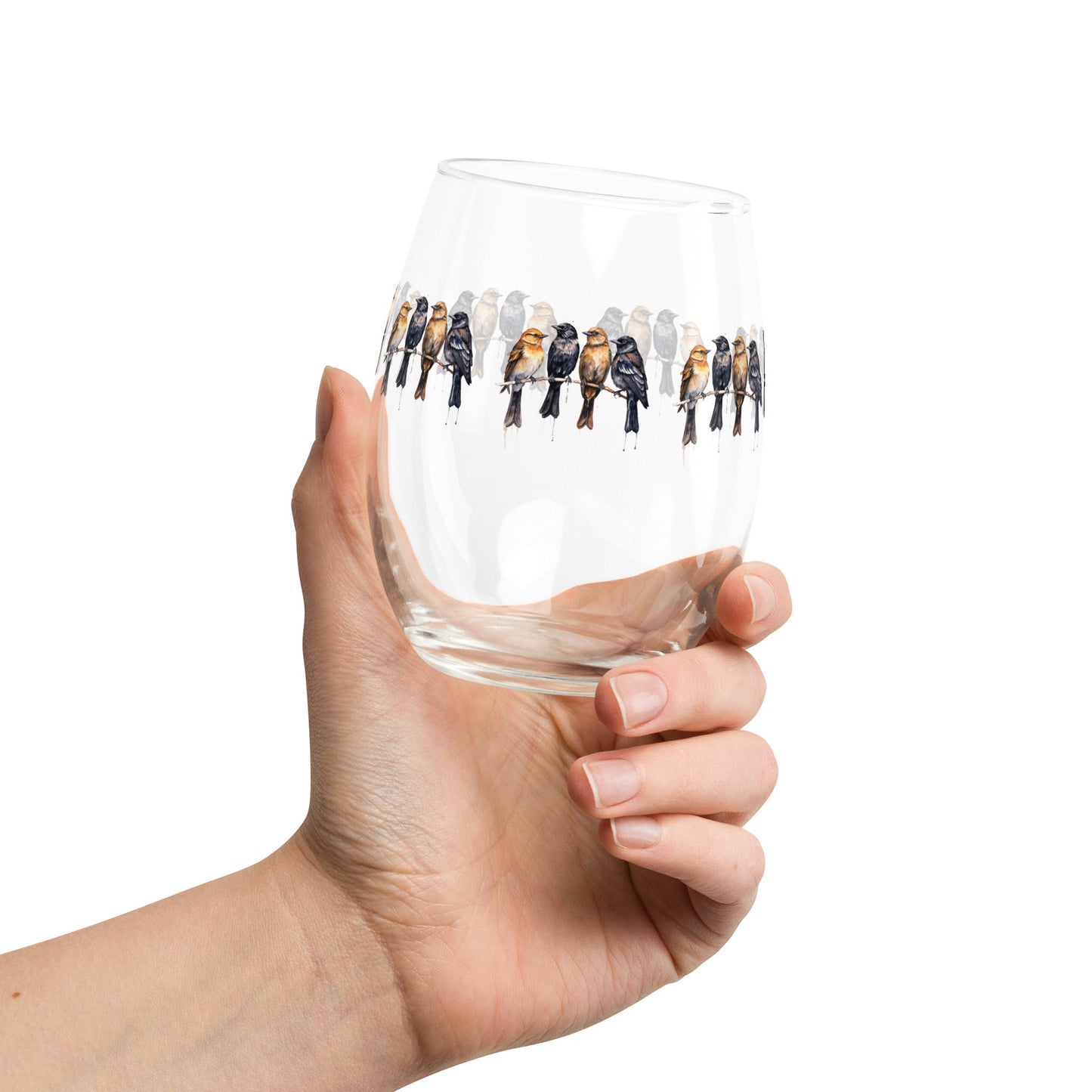 Birds Watercolor Art Stemless Wine Glass - Stemless Wine Glass - Discovery Co.