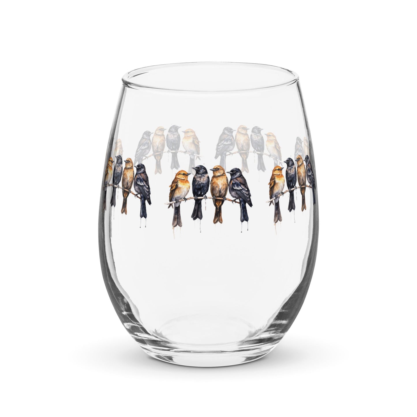 Birds Watercolor Art Stemless Wine Glass - Stemless Wine Glass - Discovery Co.