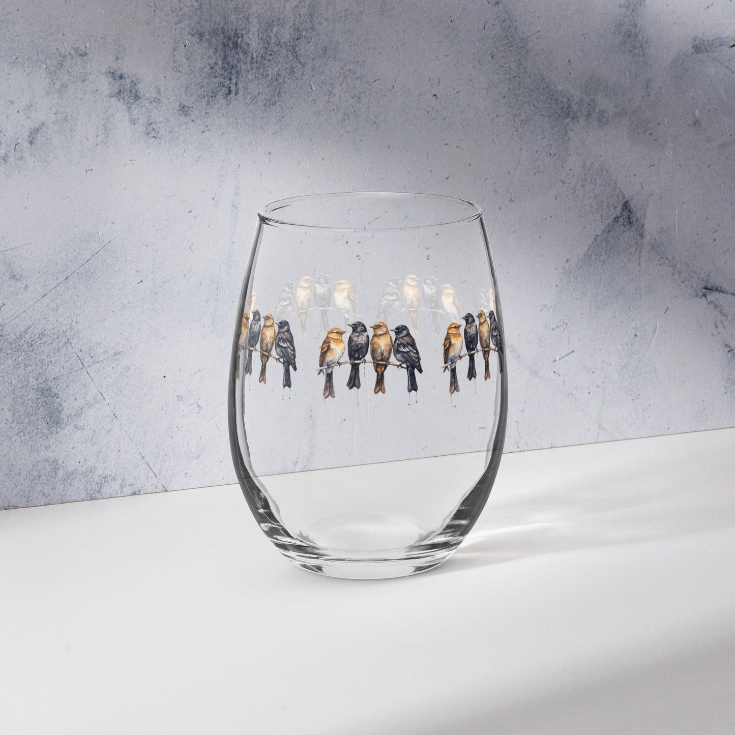 Birds Watercolor Art Stemless Wine Glass - Stemless Wine Glass - Discovery Co.