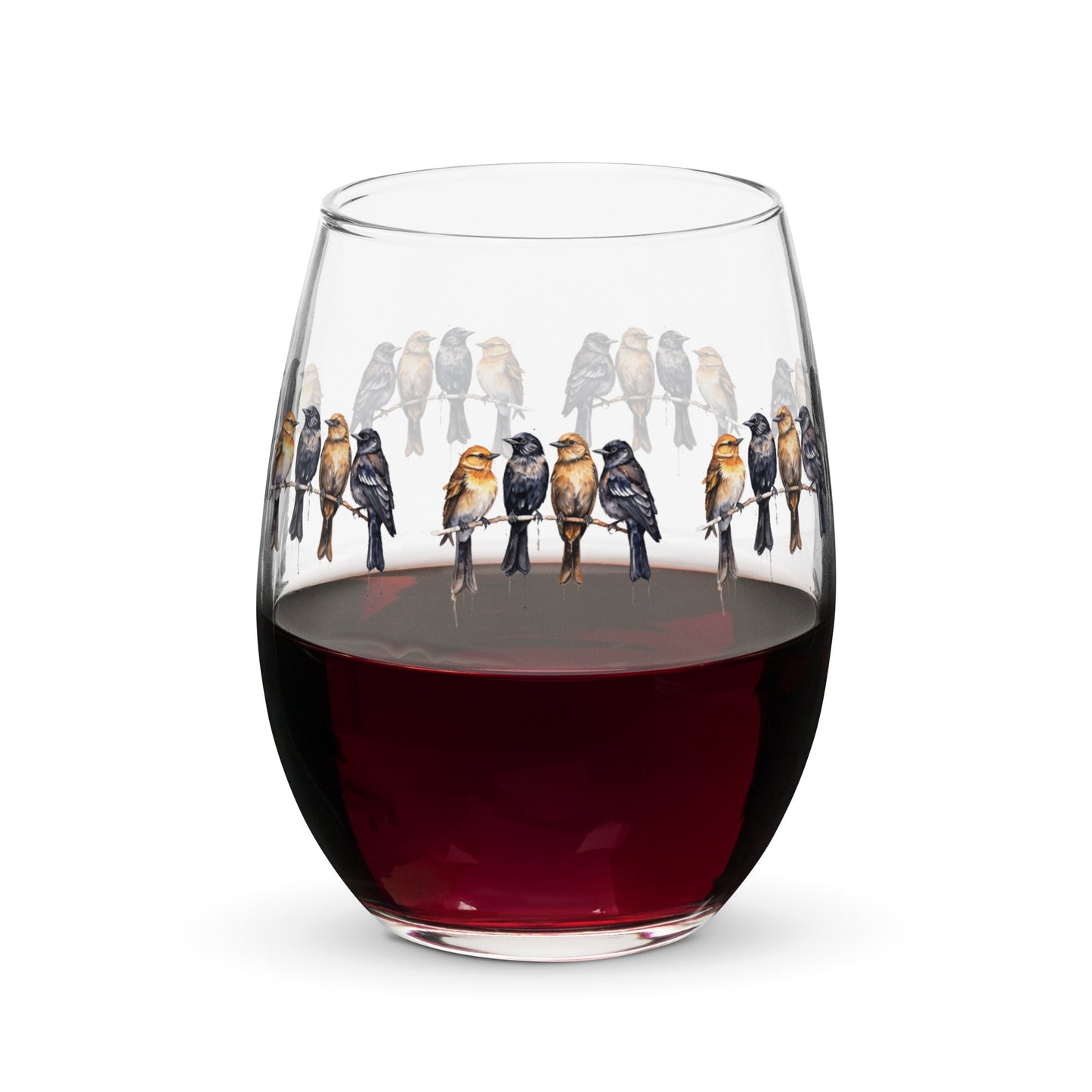Birds Watercolor Art Stemless Wine Glass - Stemless Wine Glass - Discovery Co.