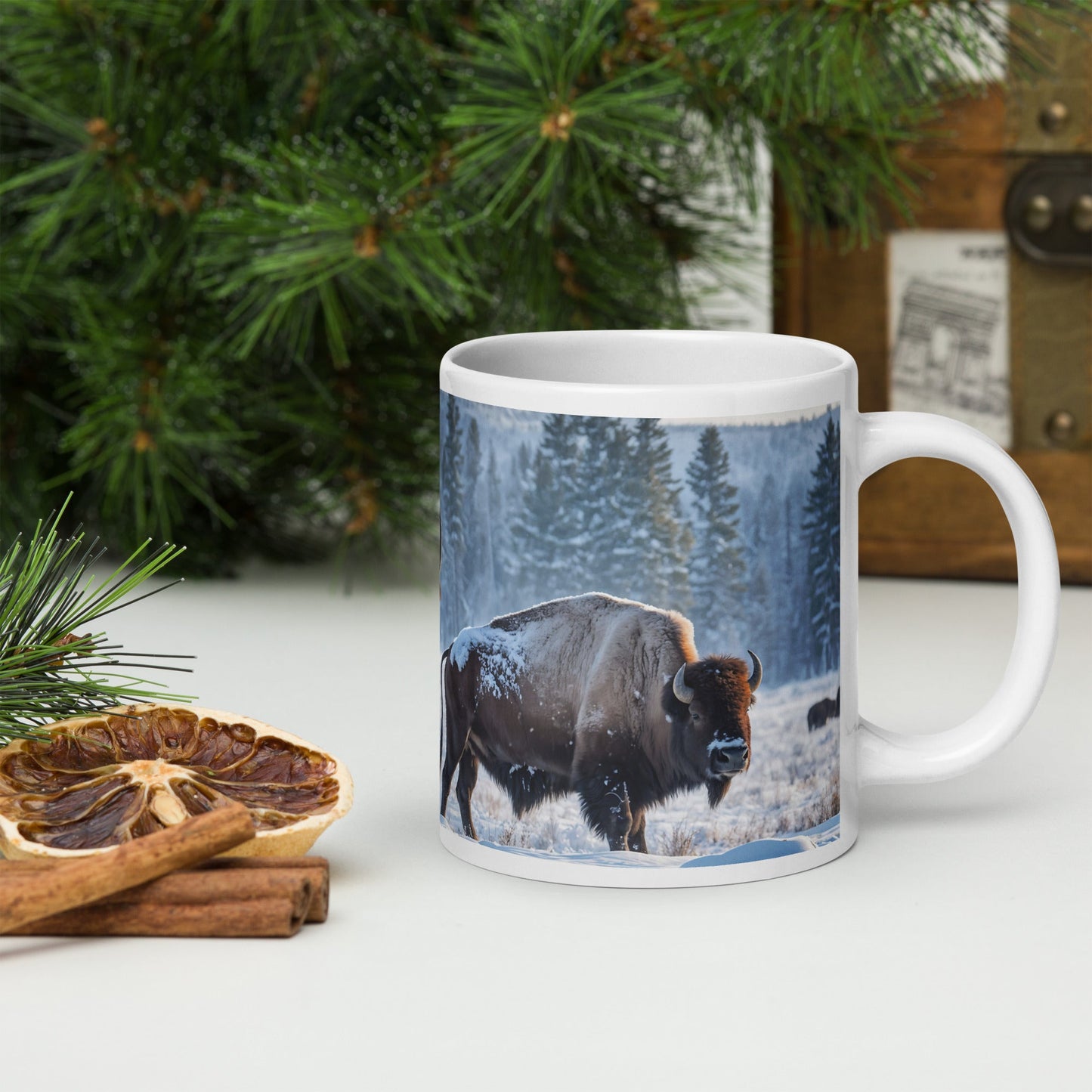 Bison White Glossy Mug (11 oz, 15 oz, 20 oz) - Mugs - Discovery Co.